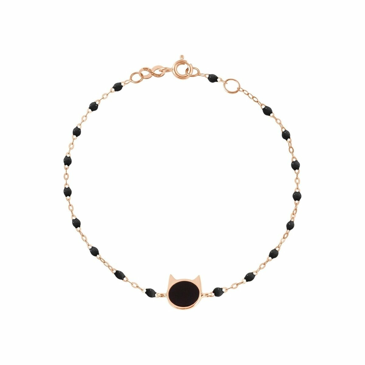 Achat Bracelet Gigi Clozeau Chat en or rose et résines noires, 17cm