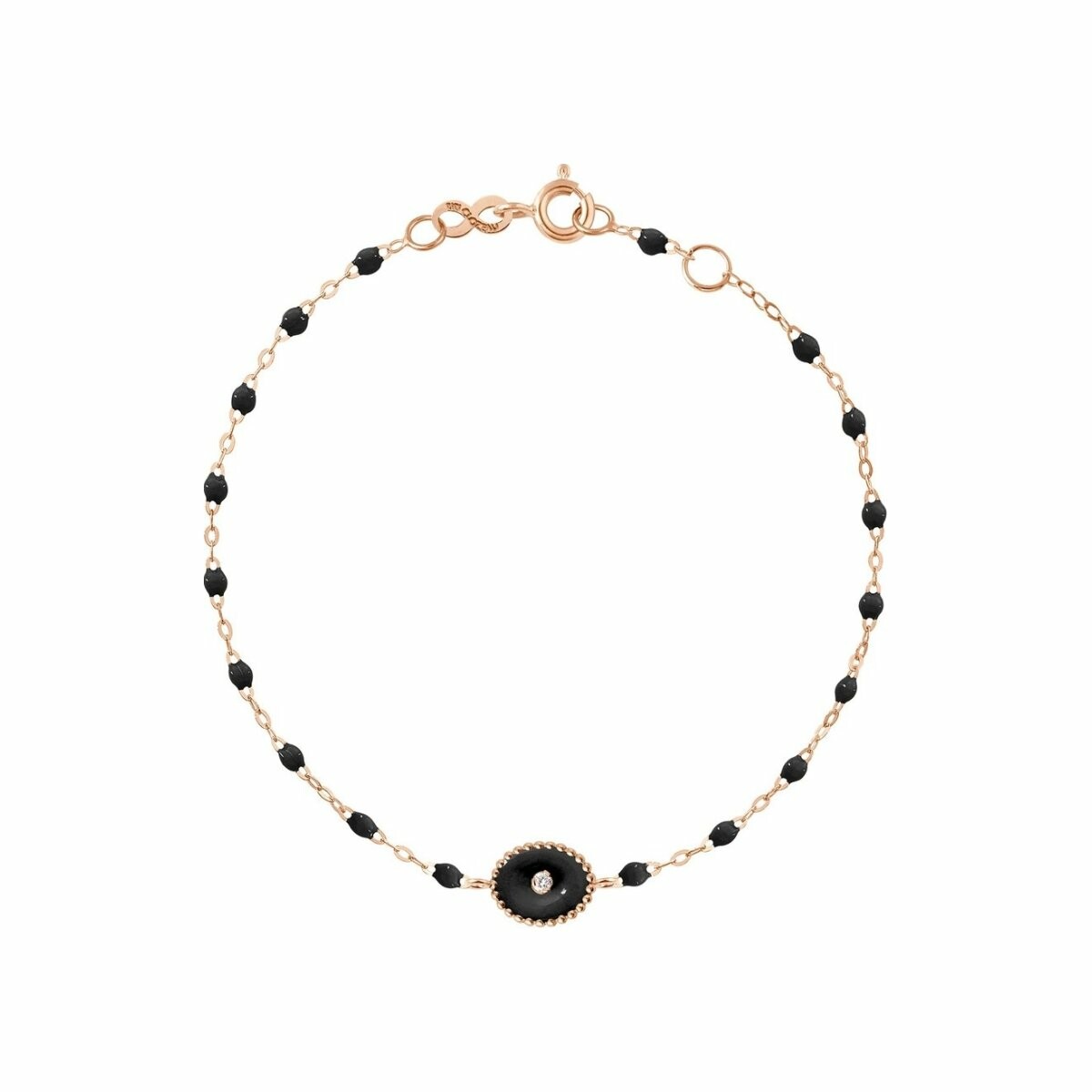 Achat Bracelet Gigi Clozeau Etoile du Nord en or rose, diamant et résine noire, taille 17cm