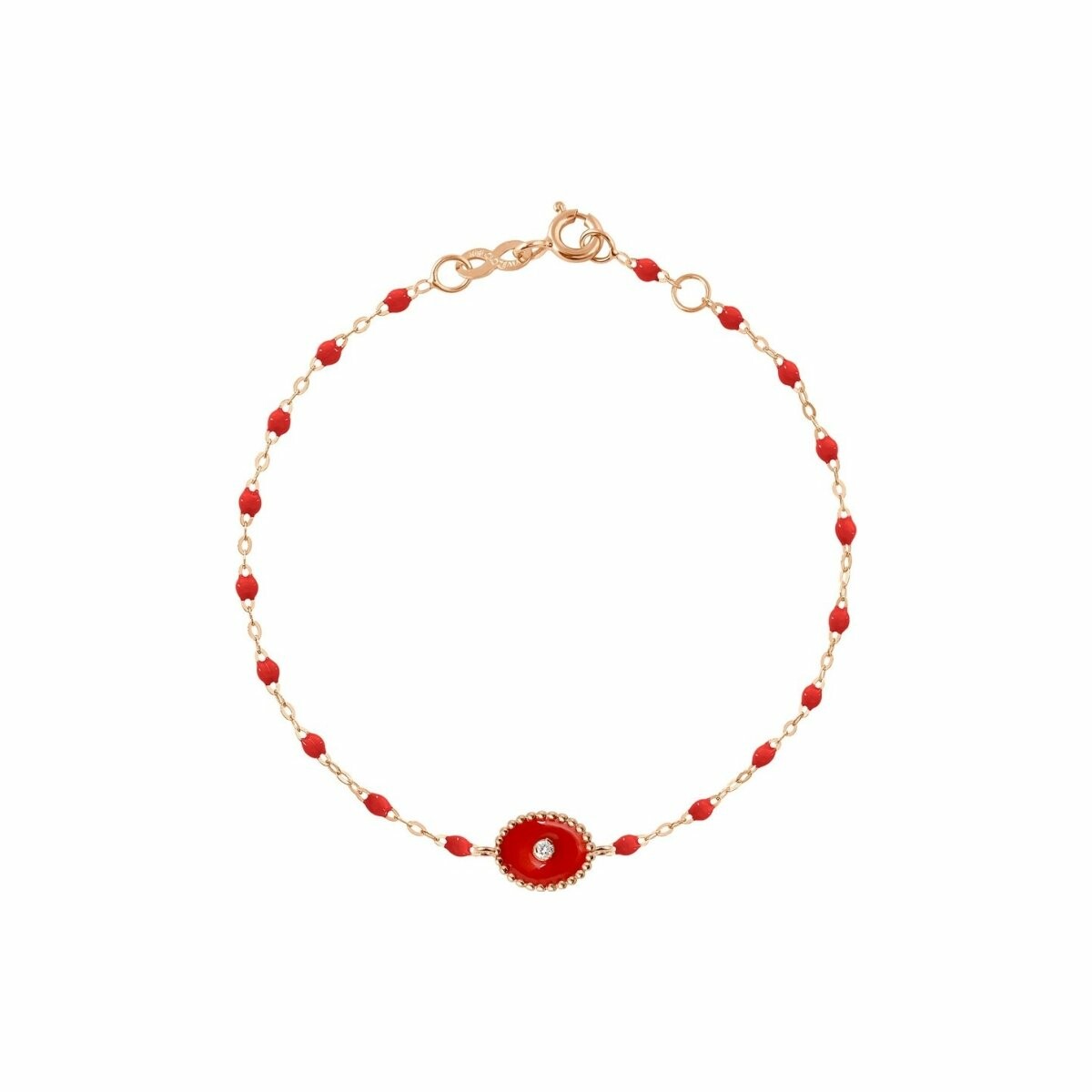Achat Bracelet Gigi Clozeau Etoile du Nord en or rose, diamant et résine coquelicot, taille 17cm