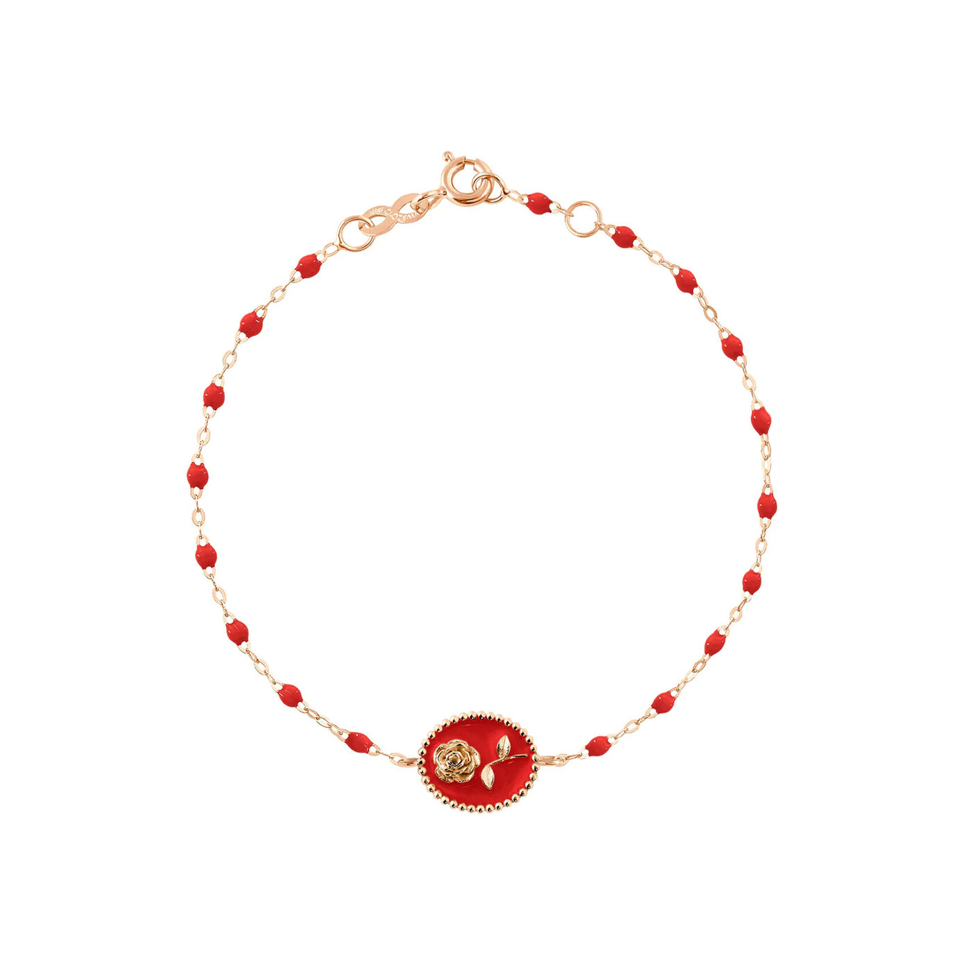 Achat Bracelet Gigi Clozeau Rose en or rose et résine coquelicot, taille 17cm