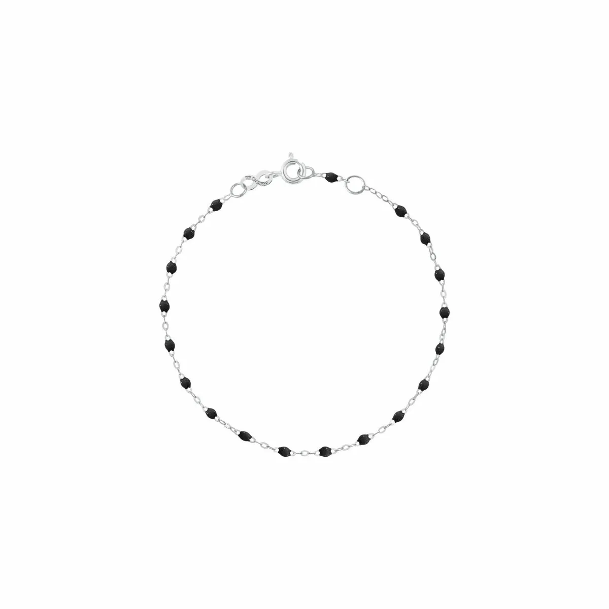Bracelet Gigi Clozeau Classique en or blanc et résine noire, 19cm