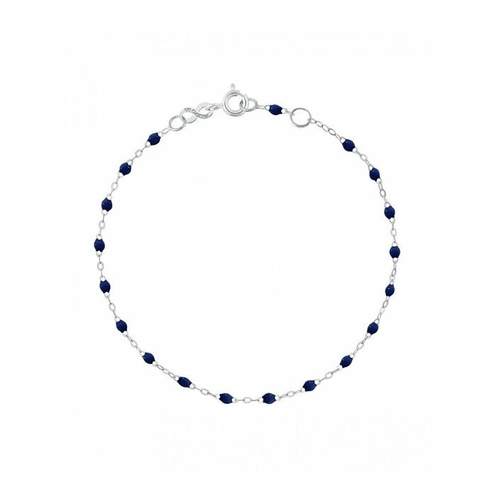 Achat Bracelet Gigi Clozeau Classique en or blanc et résine bleu nuit, 17cm