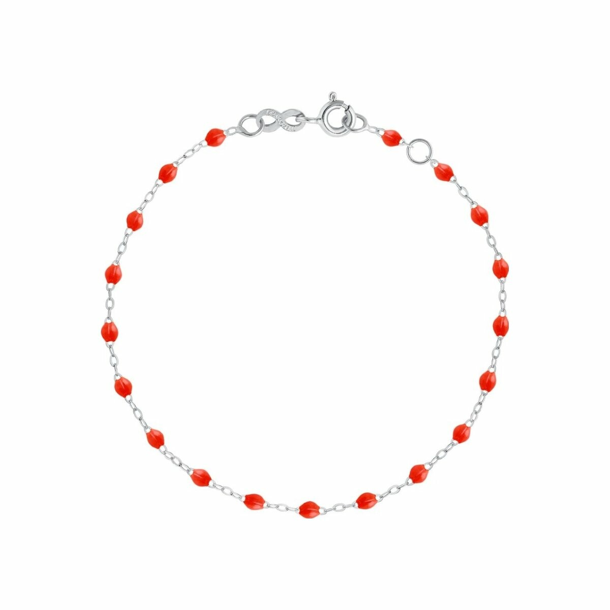 Achat Bracelet Gigi Clozeau Classique en or blanc et résine corail, 17cm