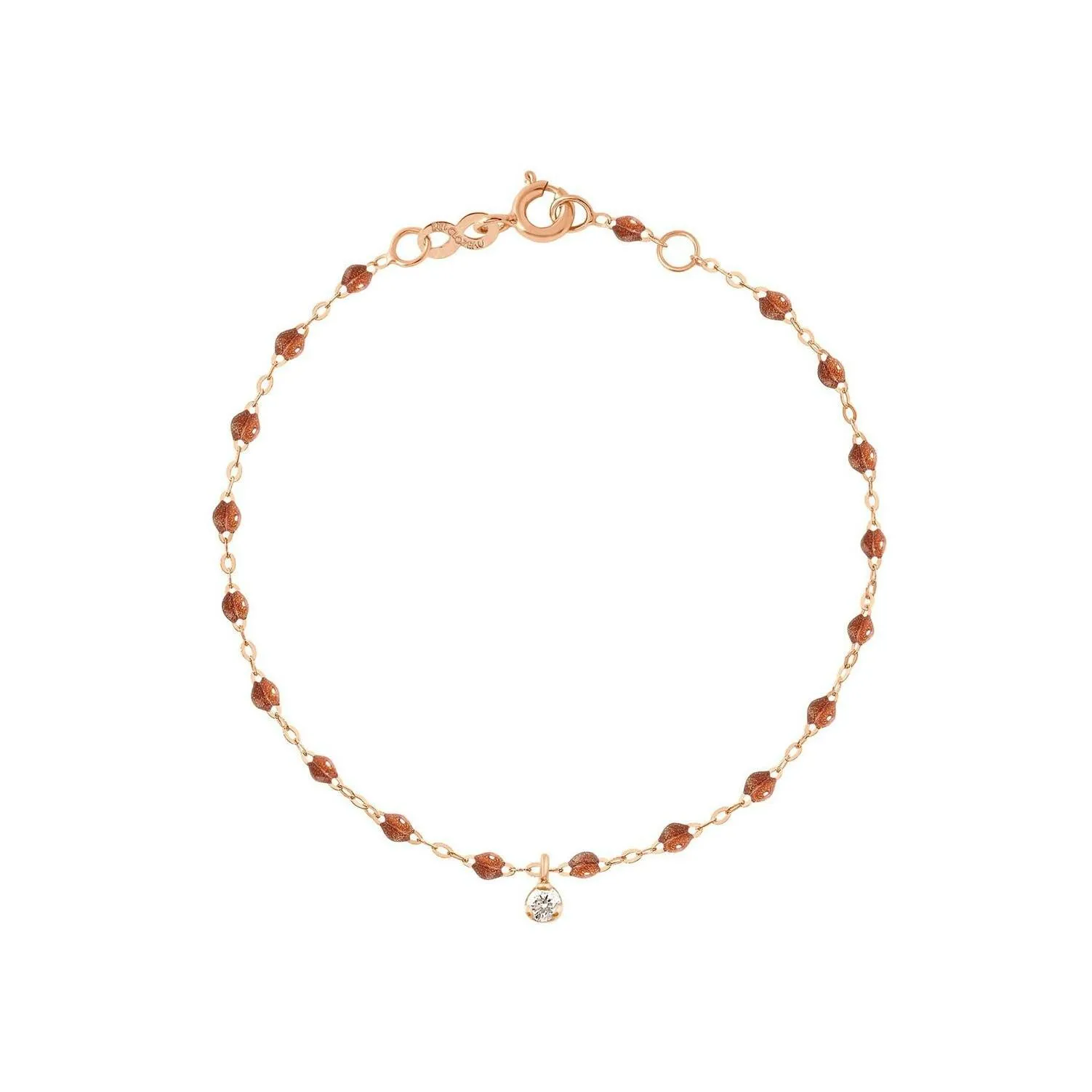 Bracelet Gigi Clozeau en or rose, résine fauve et diamant