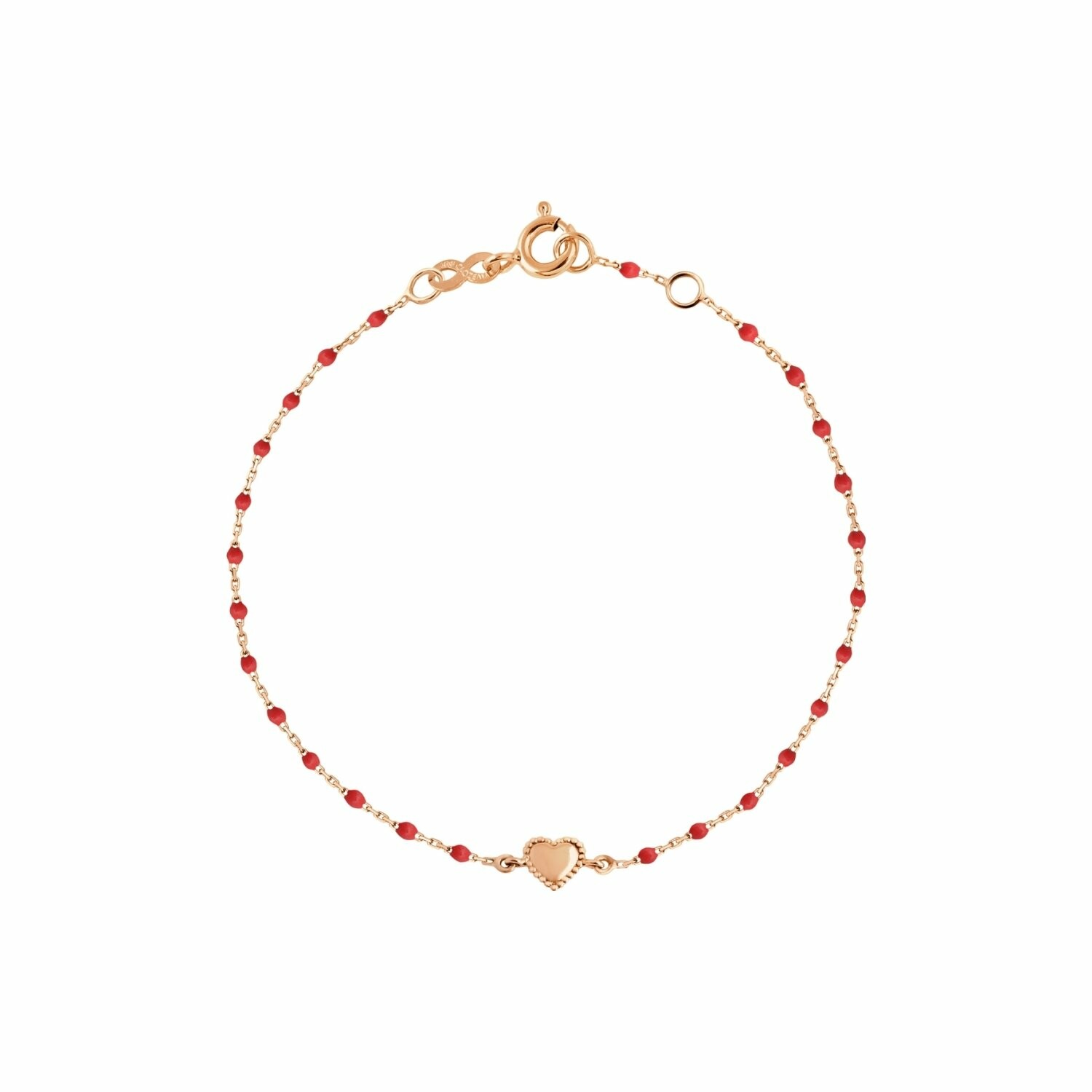 Achat Bracelet Gigi Clozeau Lucky coeur en or rose et résine coquelicot, taille 17cm