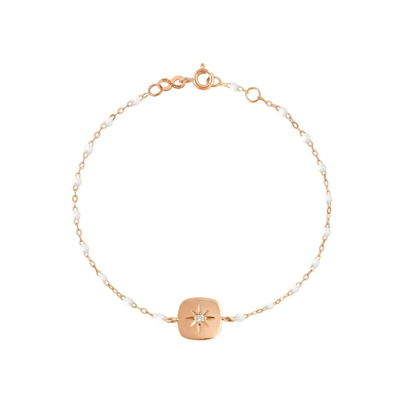 Achat Bracelet Gigi Clozeau Miss Gigi en or rose, résine blanche et diamant, 17cm