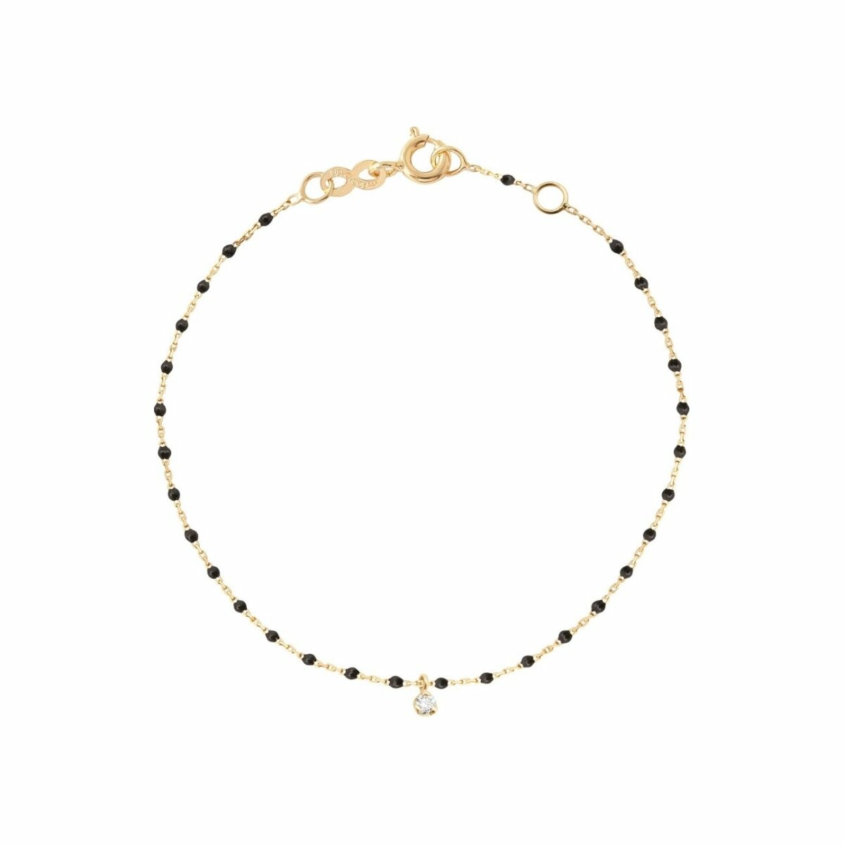 Achat Bracelet Gigi Clozeau Mini Gigi en or jaune, diamant et résine noire, taille 17cm