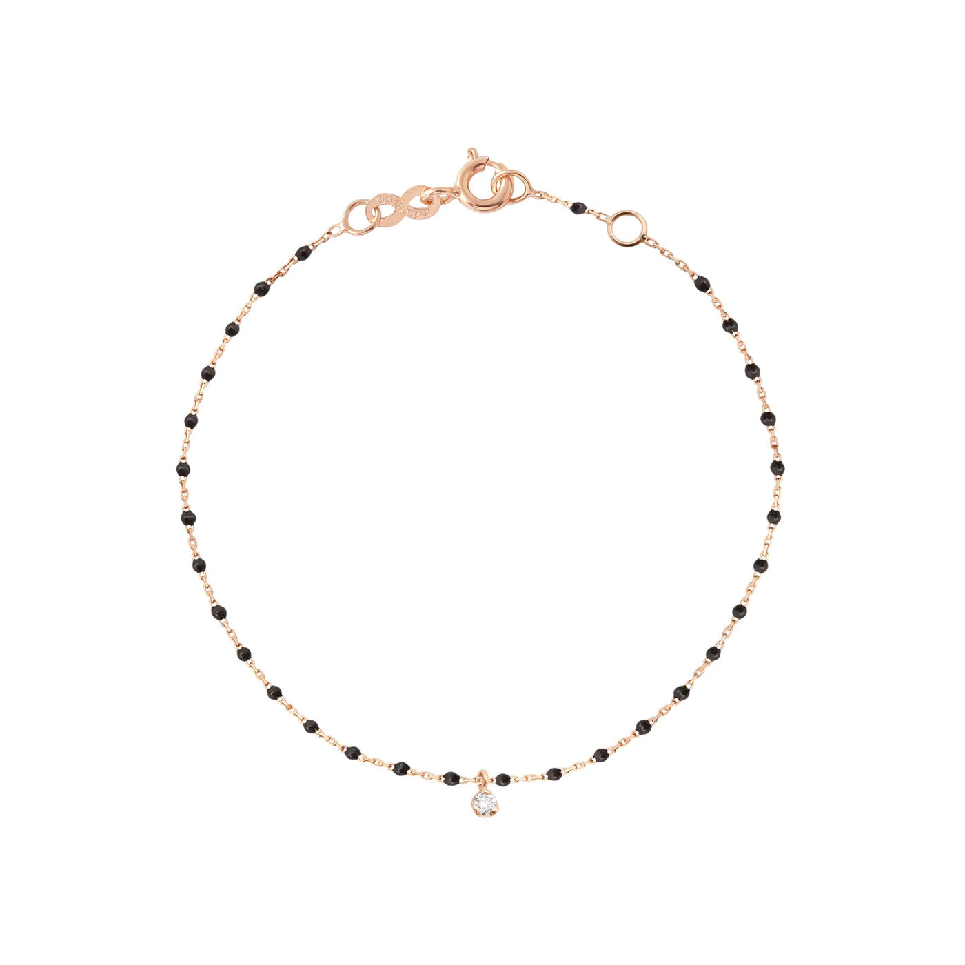 Achat Bracelet Gigi Clozeau Mini en or rose, résine noir et diamant, taille 17cm