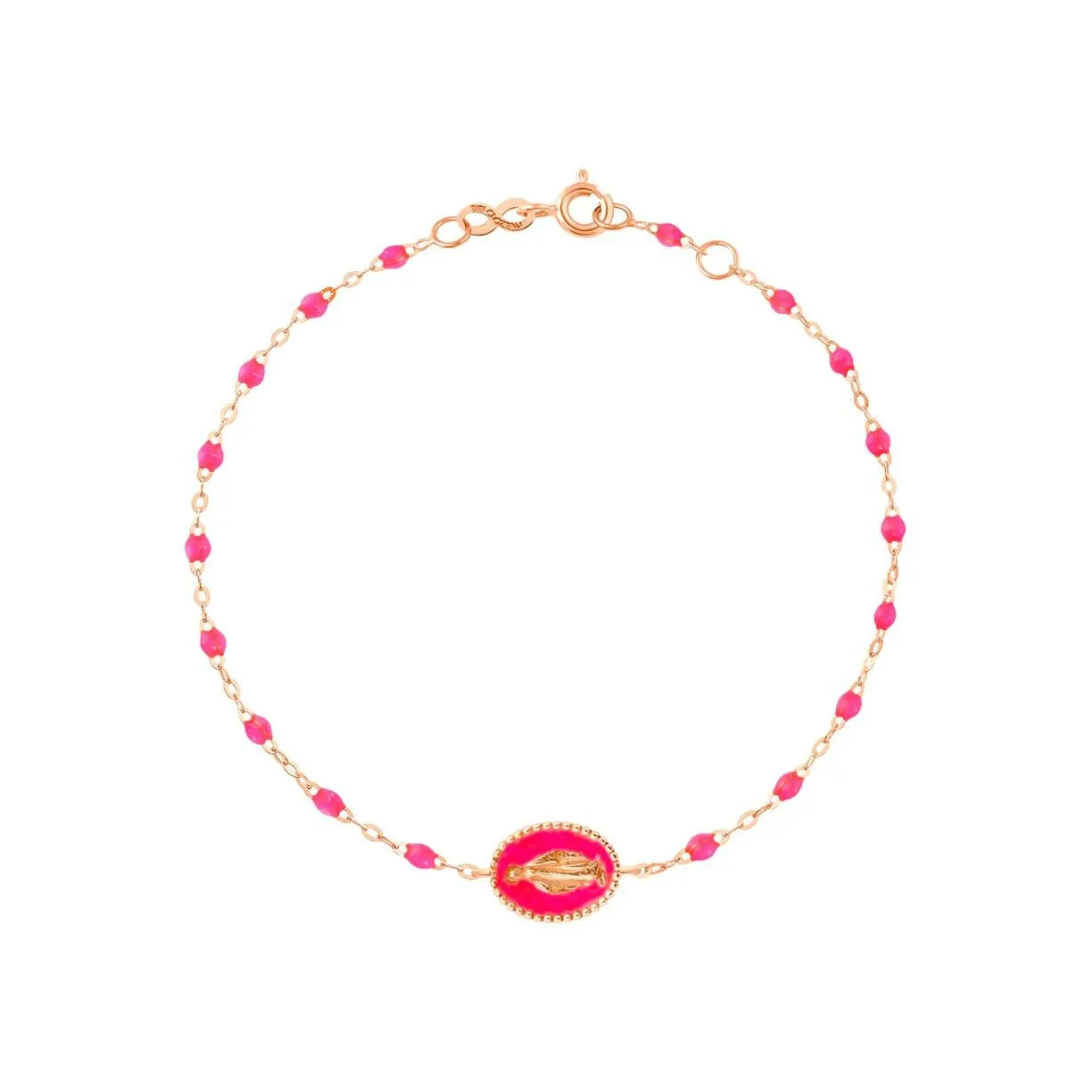 Bracelet Gigi Clozeau Madone en or rose et résine rose fluo, taille 17cm B3VI004R2917XX - Rigal