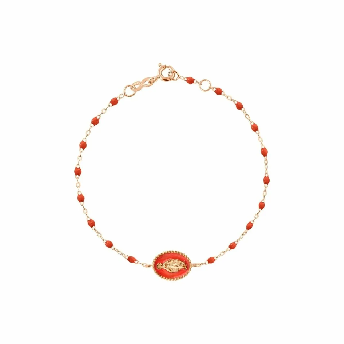 Bracelet Gigi Clozeau Madone en or rose et résine corail, 17cm
