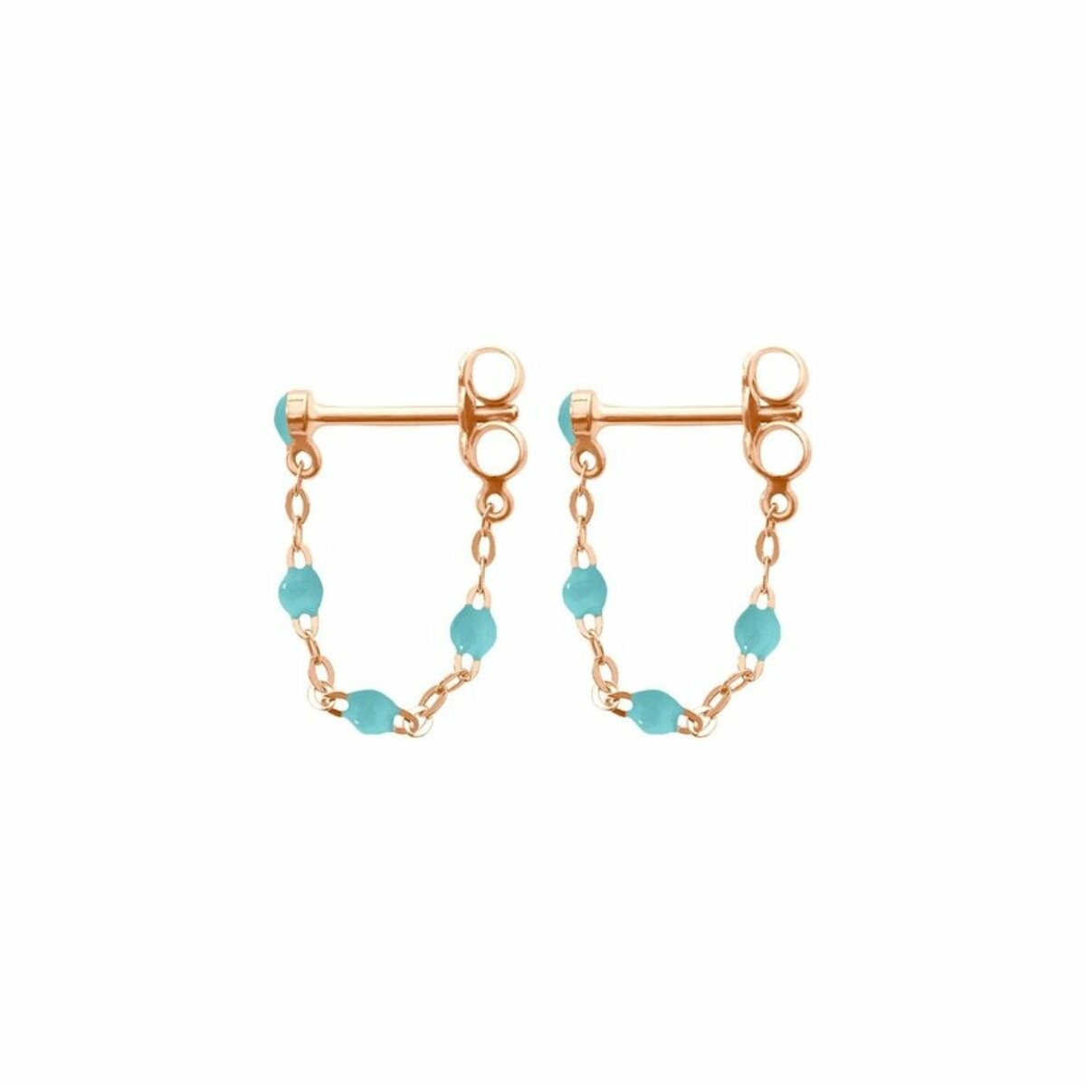 Achat Boucles d'oreilles Gigi Clozeau en or rose et résine turquoise vert