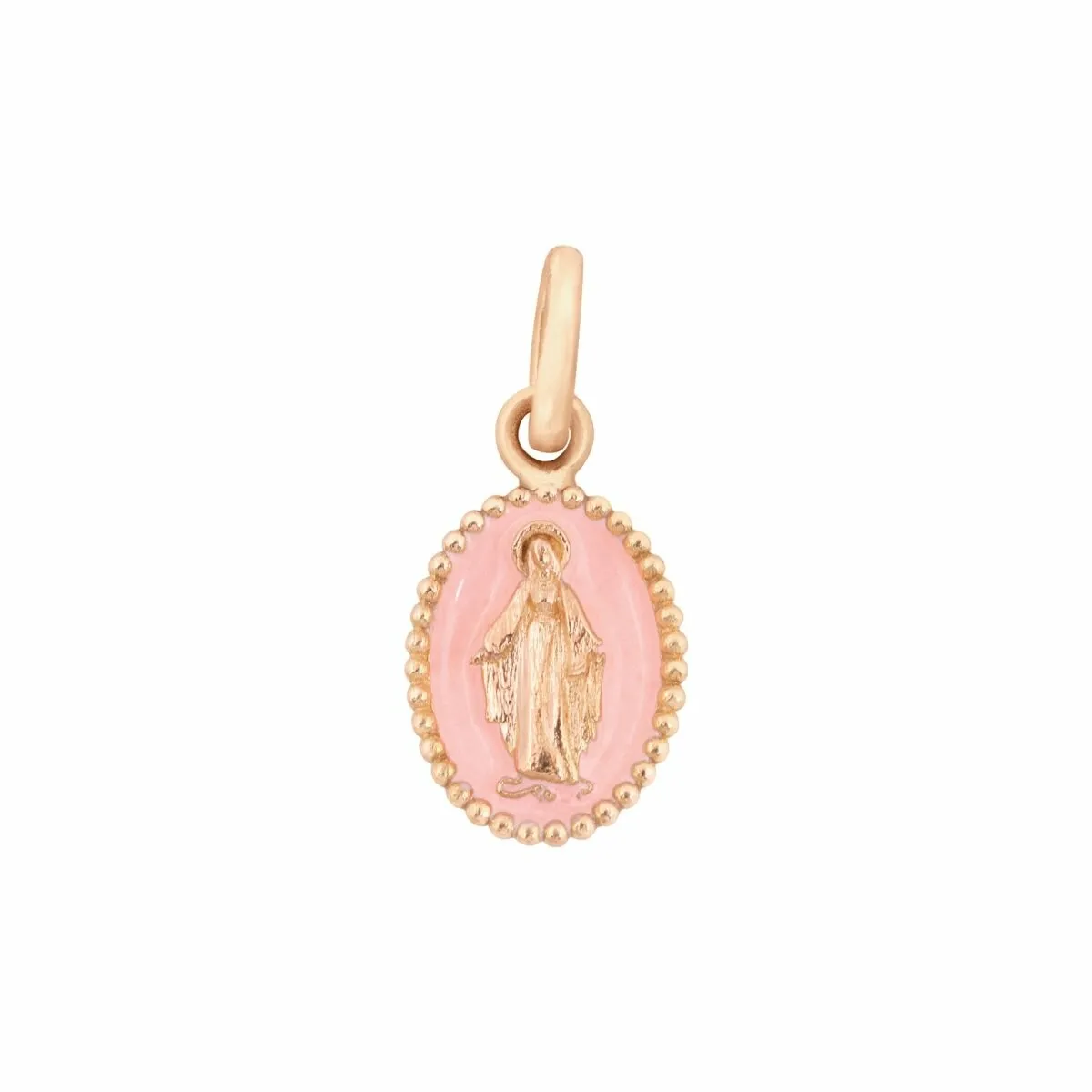 Pendentif Gigi Clozeau Madone en or rose et résine rose bébé