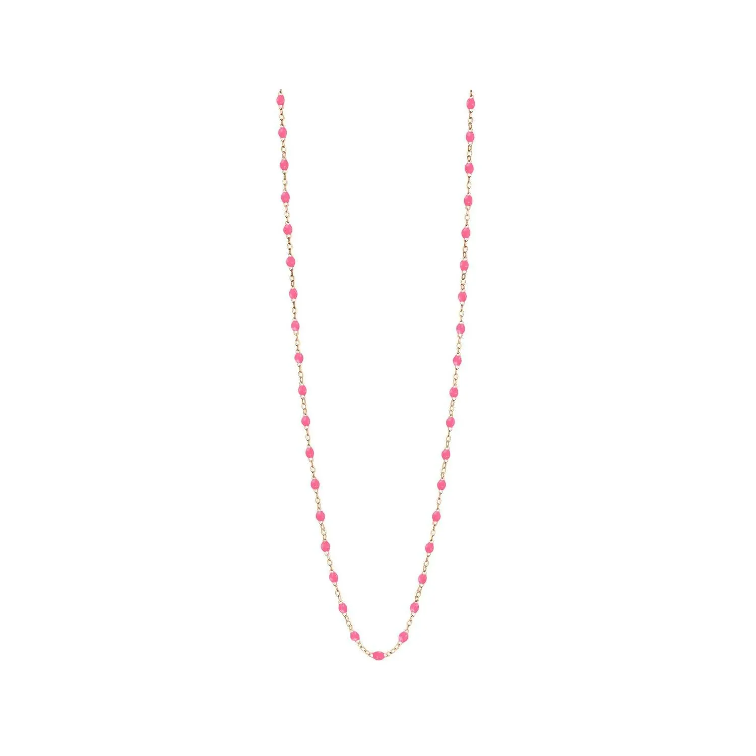 Collier Sautoir Gigi Clozeau en or rose et résine rose, taille 86cm