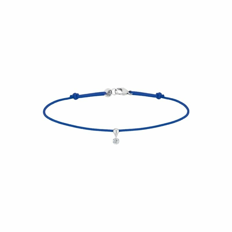 Achat Bracelet sur cordon La Brune & La Blonde BB bleu en or blanc et diamant de 0.07ct