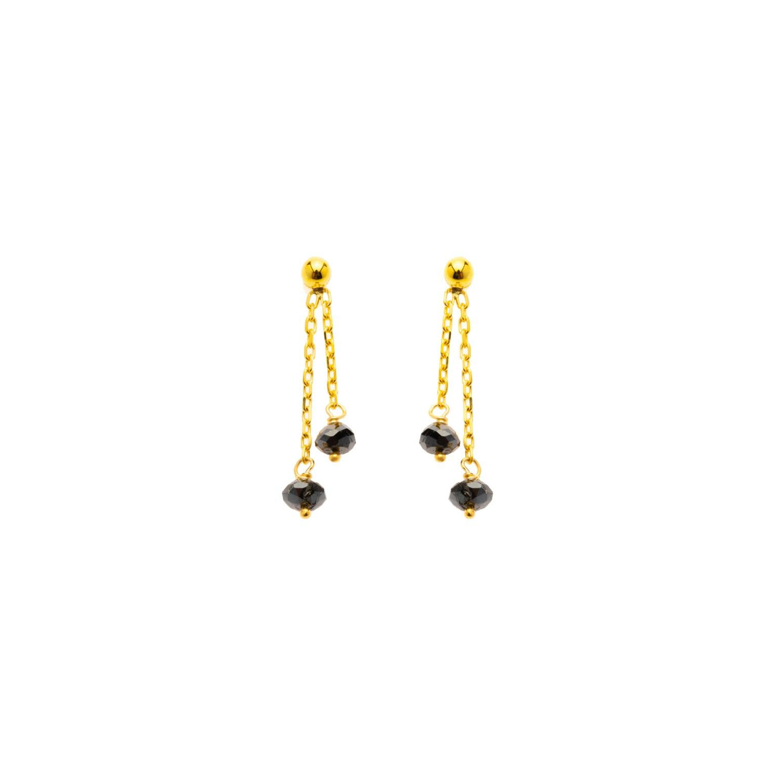 Achat Boucles d'oreilles Maison Ballet by Scarlett en or jaune et diamants noirs