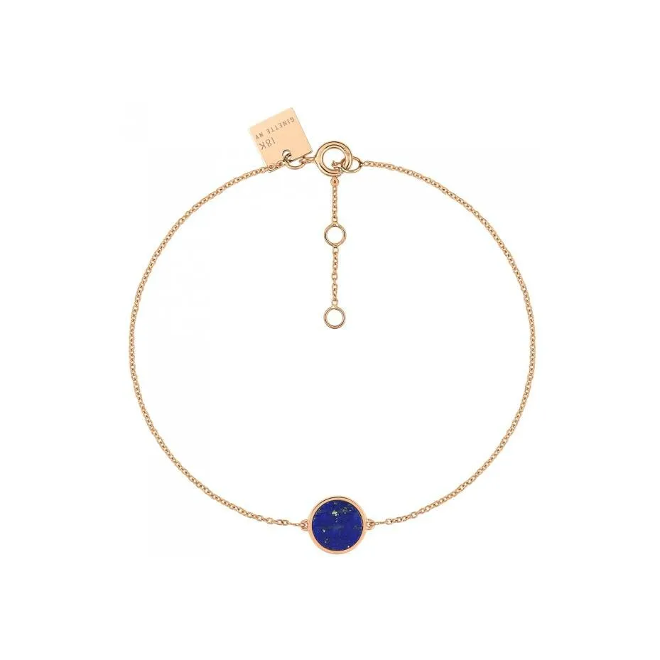 Achat Bracelet Ginette NY MINI EVER DISC en or rose et lapis lazuli