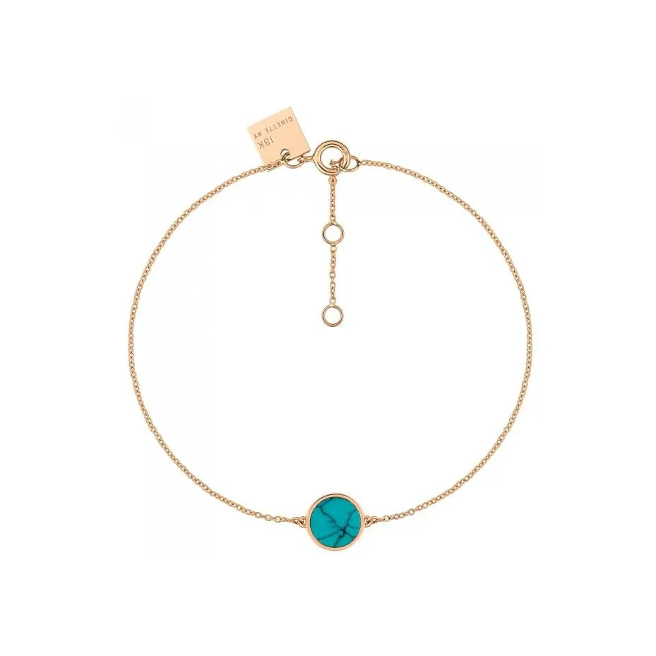 Achat Bracelet Ginette NY MINI EVER DISC en or rose et turquoise