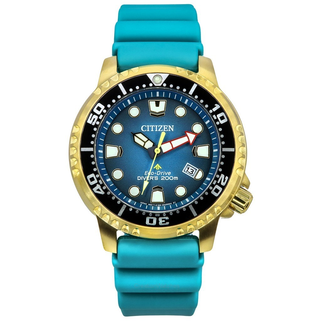 Montre de plongée Citizen Promaster Dive BN0162-02X pour homme, bracelet en polyuréthane, cadran turquoise, Eco-Drive, 200 m