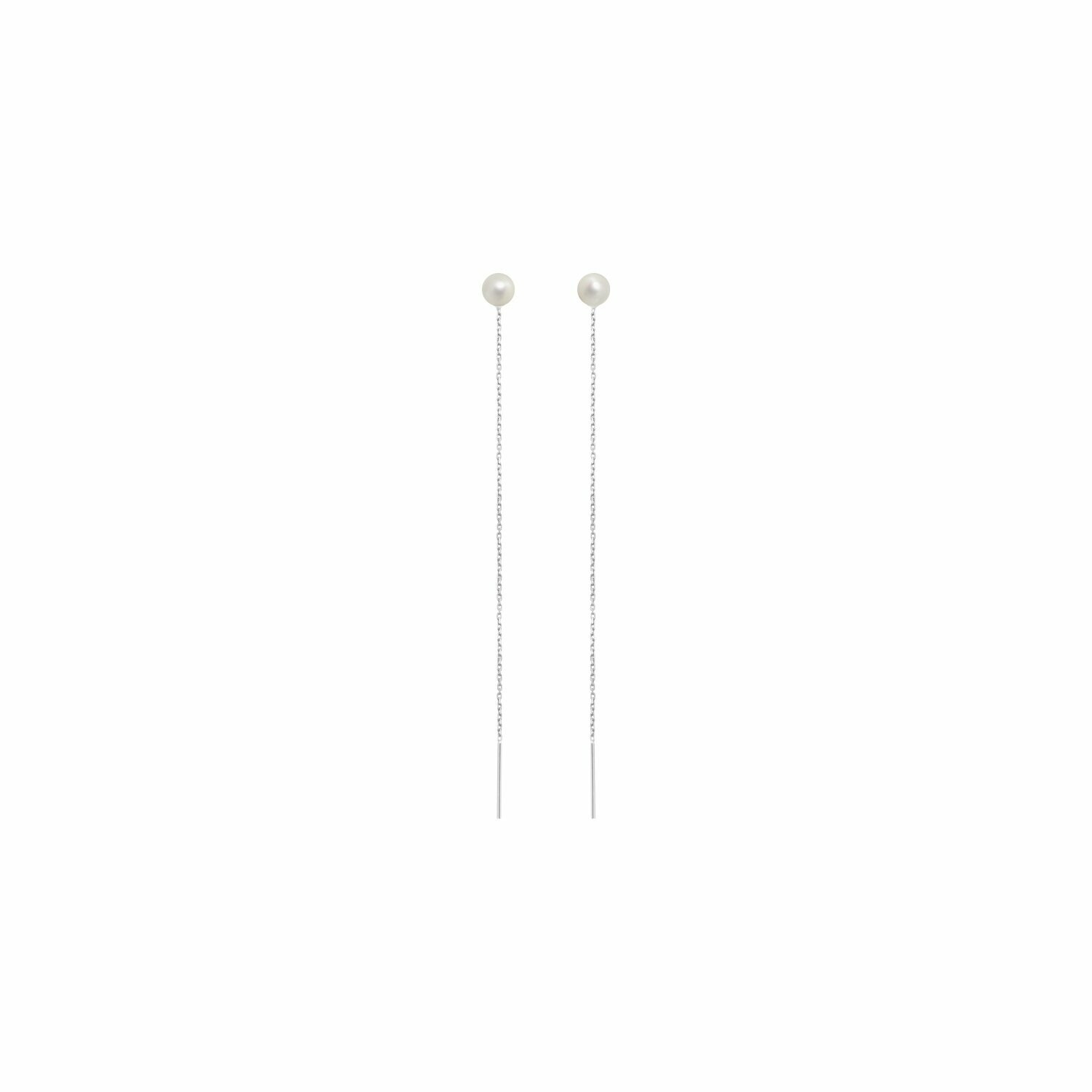 Achat Boucles d'oreilles Claverin Pure long simply en or blanc et perles blanches