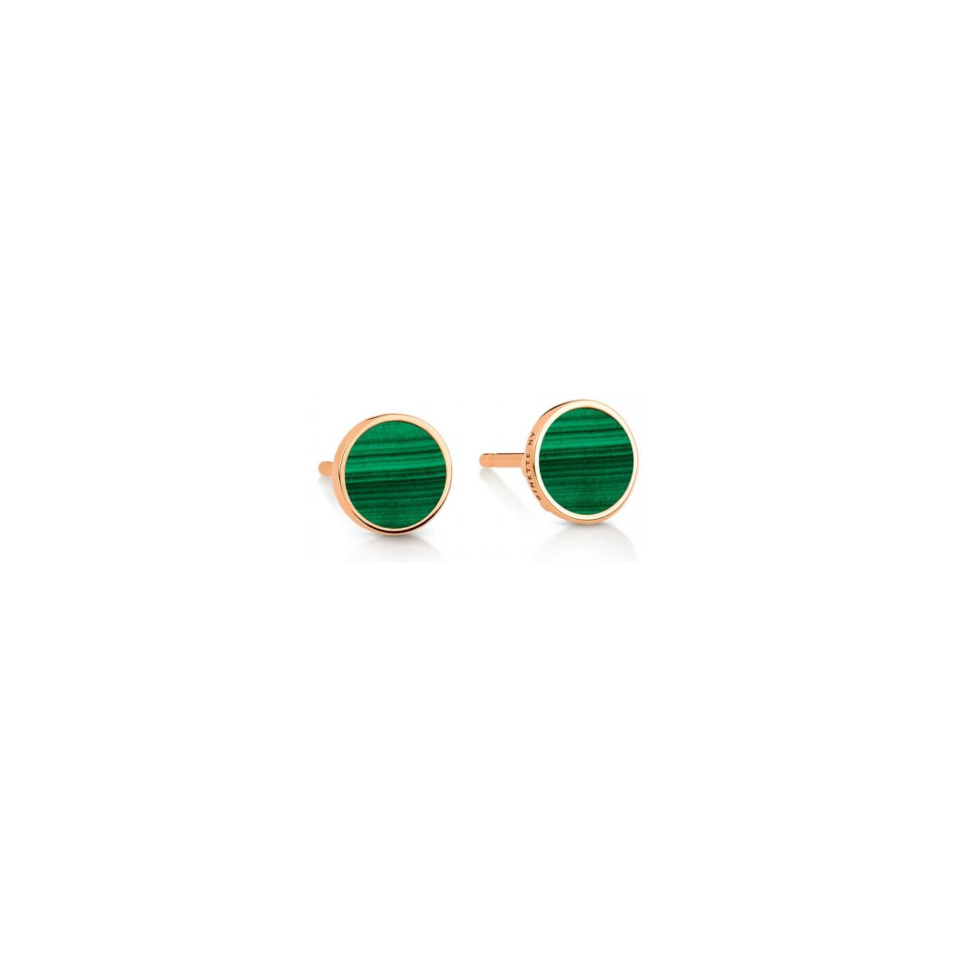 Achat Boucles d'oreilles Ginette NY EVER DISC en or rose et malachite