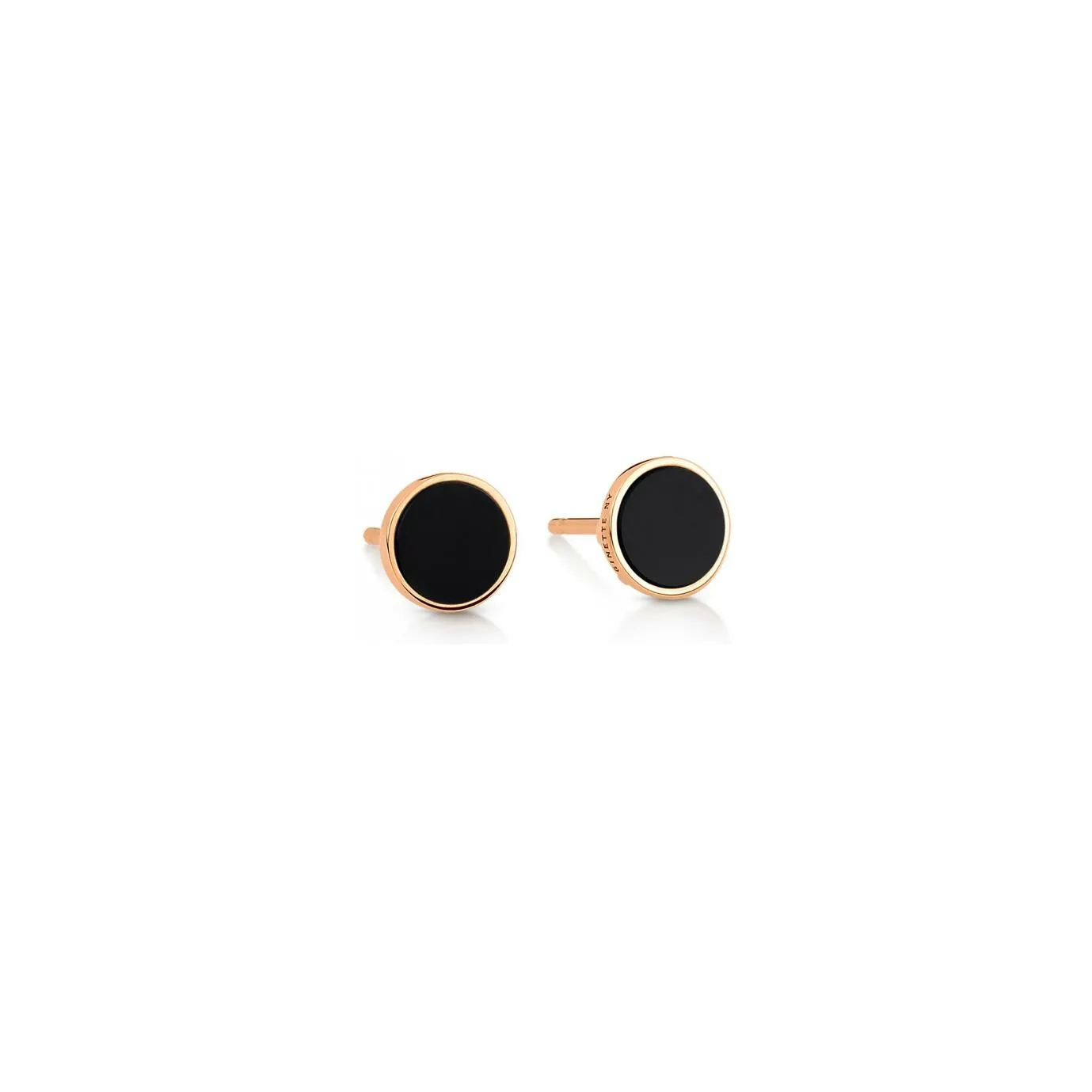 Achat Boucles d'oreilles Ginette NY EVER DISC en or rose et onyx noir