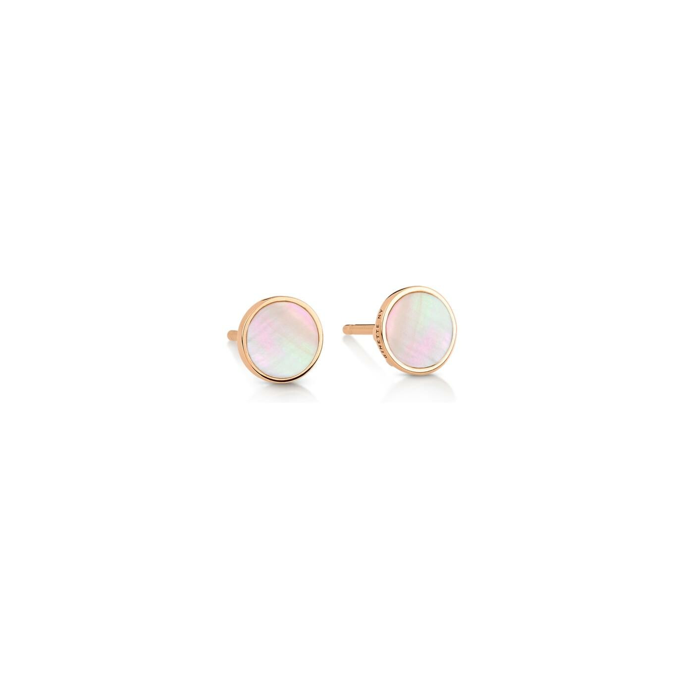 Achat Boucles d'oreilles Ginette NY EVER DISC en or rose et nacre rose