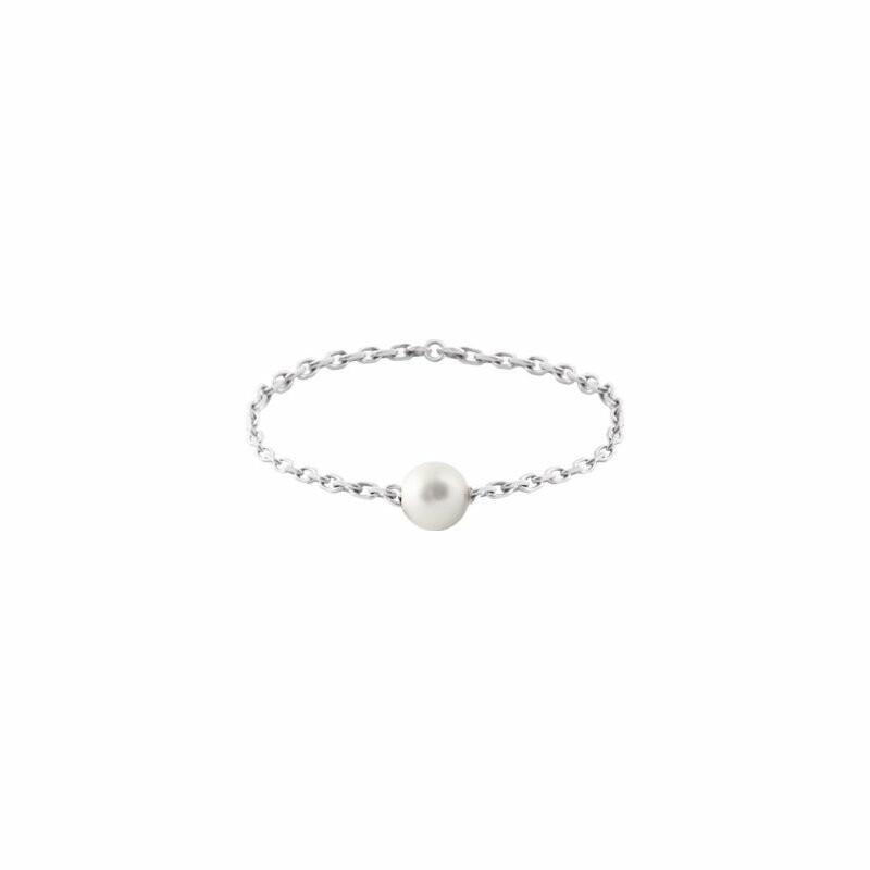 Achat Bague Claverin Pure Chained pearl en or blanc et perle blanche