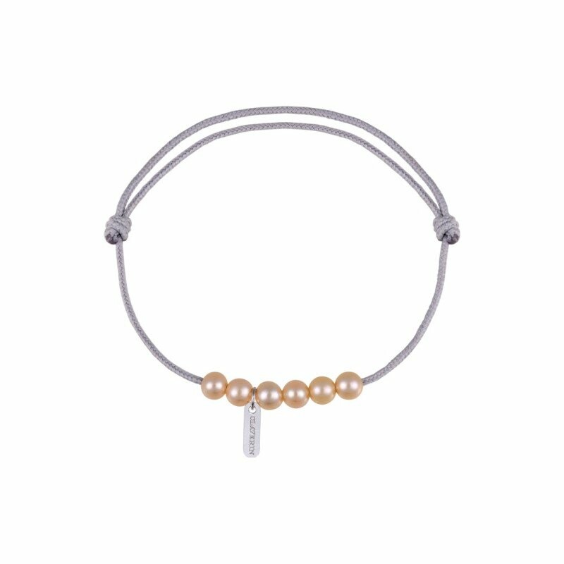 Achat Bracelet sur cordon Claverin Cordon Mini en or blanc et perles roses