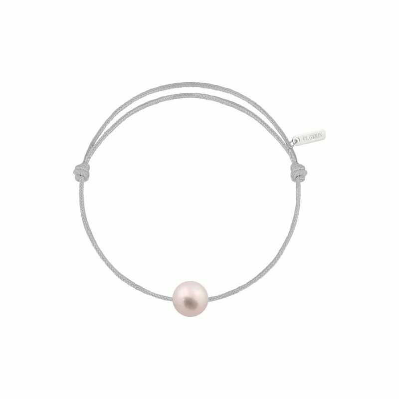 Achat Bracelet sur cordon Claverin Cordon Simply en or blanc et perle blanche