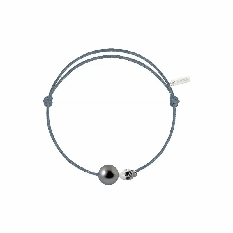 Bracelet sur cordon Claverin Unisex Cords en or blanc et perle de Tahiti