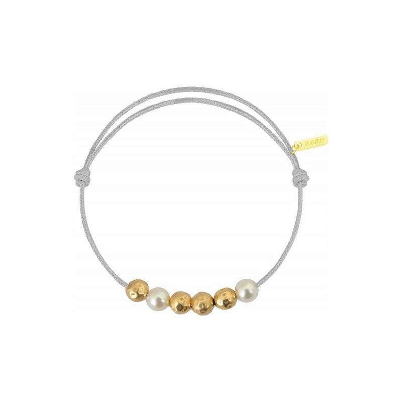 Achat Bracelet sur cordon Claverin Cordon Mini en or jaune et perles blanches