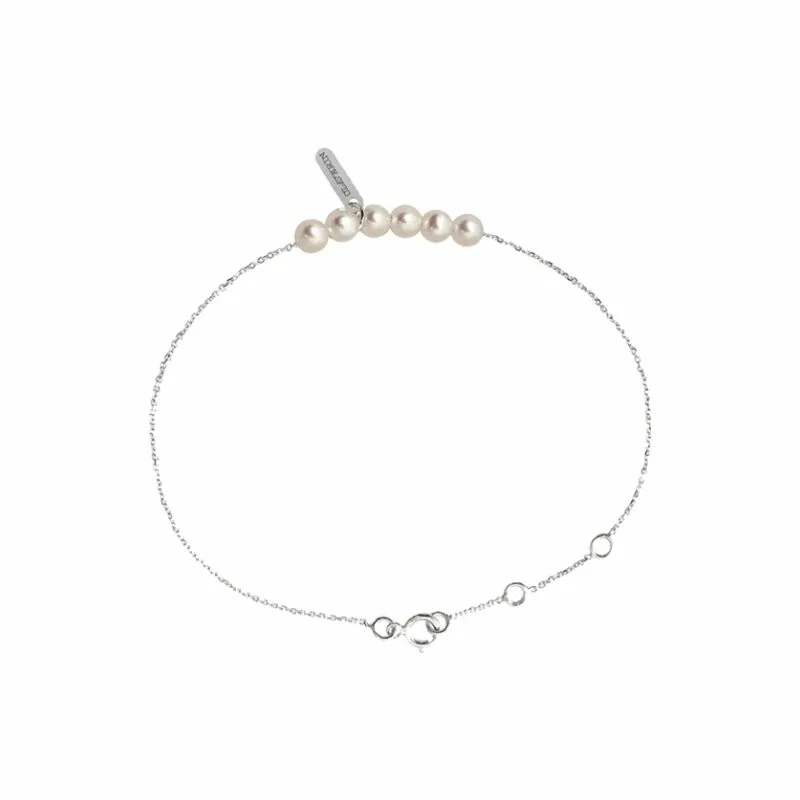 Bracelet Claverin Mini Rosary en or blanc et perles blanches