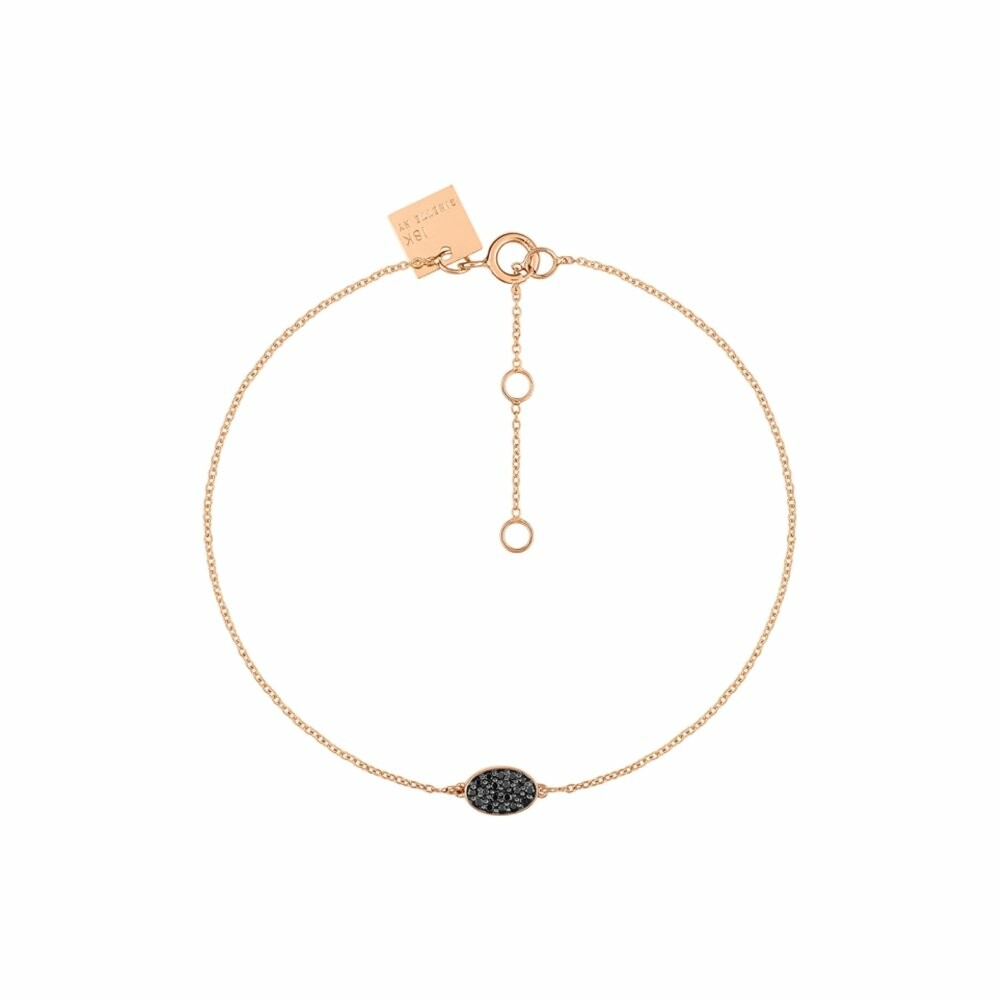 Achat Bracelet GINETTE NY ELLIPSES & SEQUINS en or rose et diamants noirs