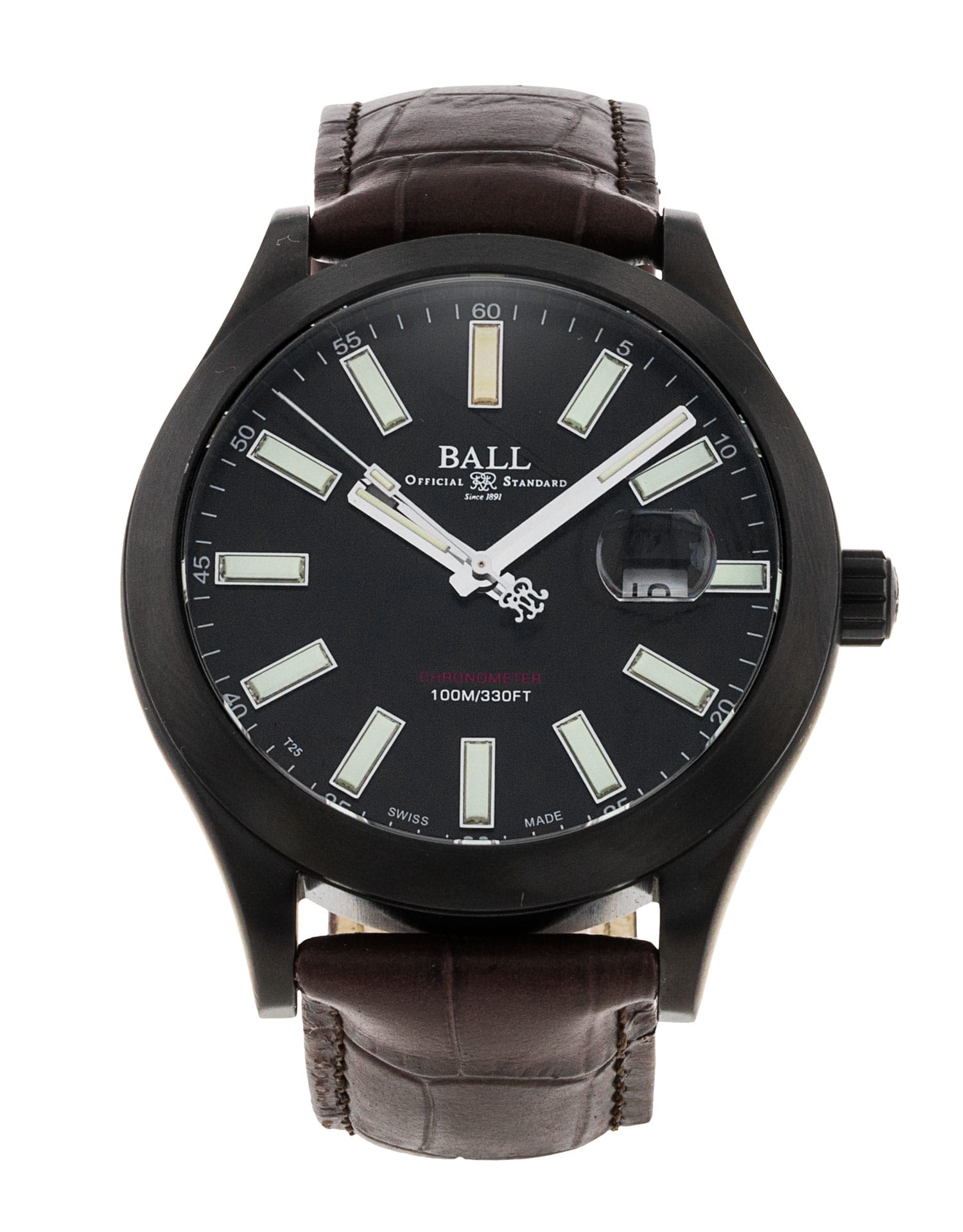 Ball Engineer II - cadran Baton noire et un bracelet e Cuir