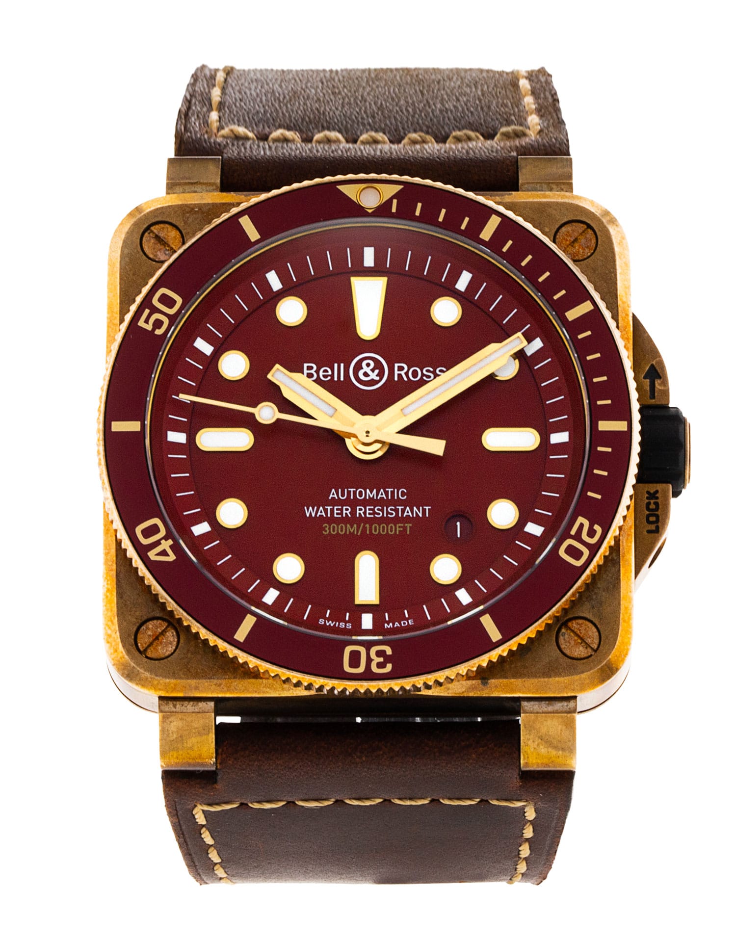 Bell and Ross BR03-92 - cadran Rouge et un bracelet e Cuir