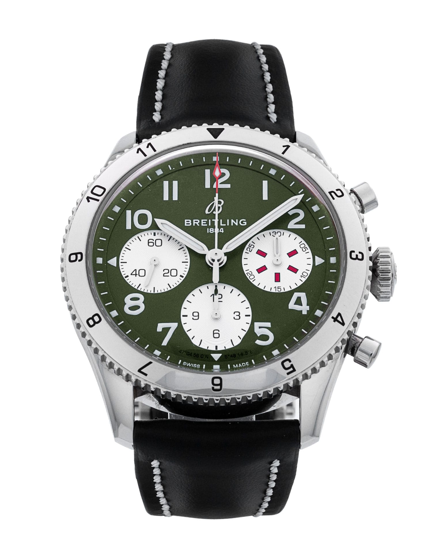 Breitling AVI - cadran Arabic kaki et un bracelet e Cuir