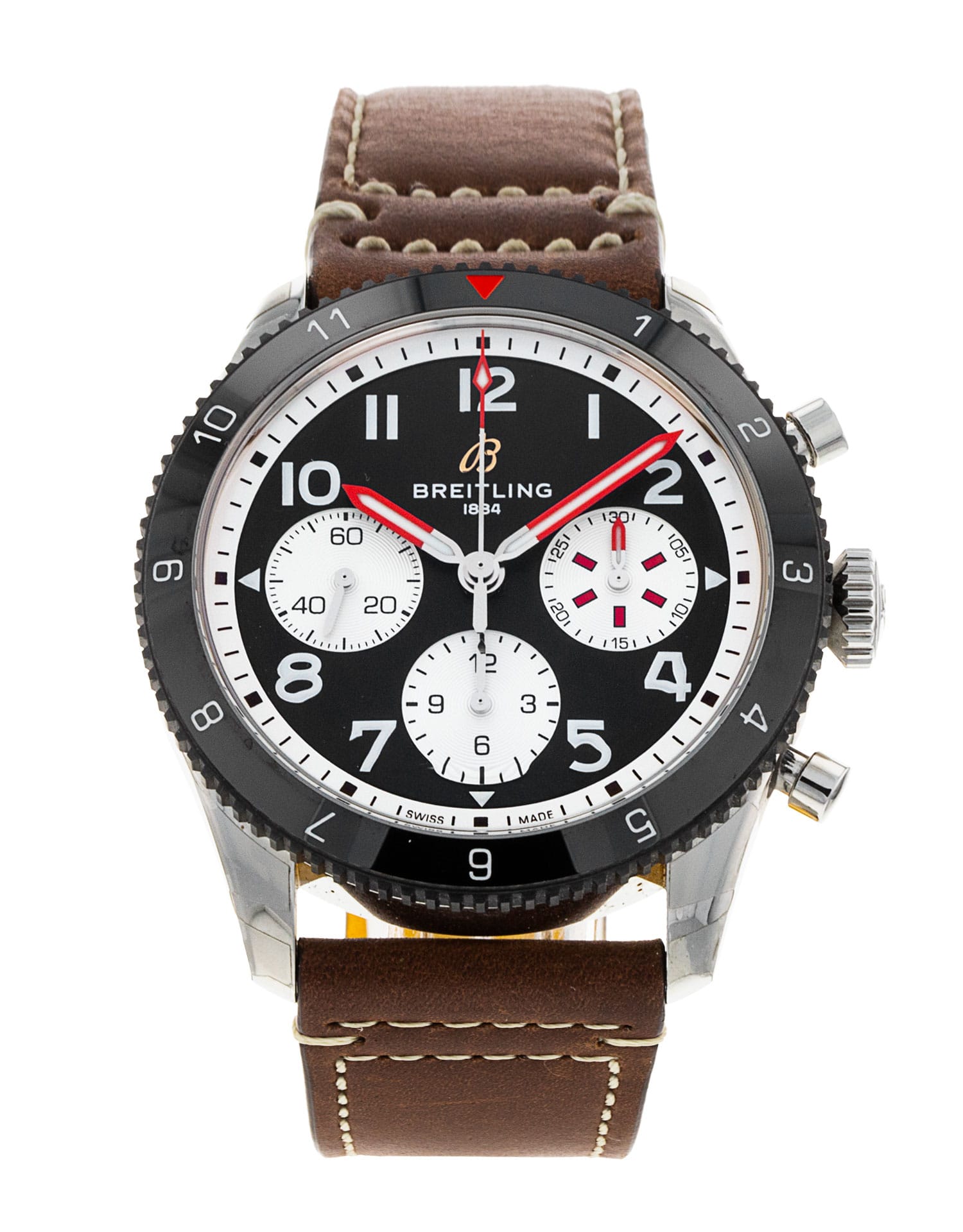 Breitling AVI - cadran Noir arabe et un bracelet e Cuir