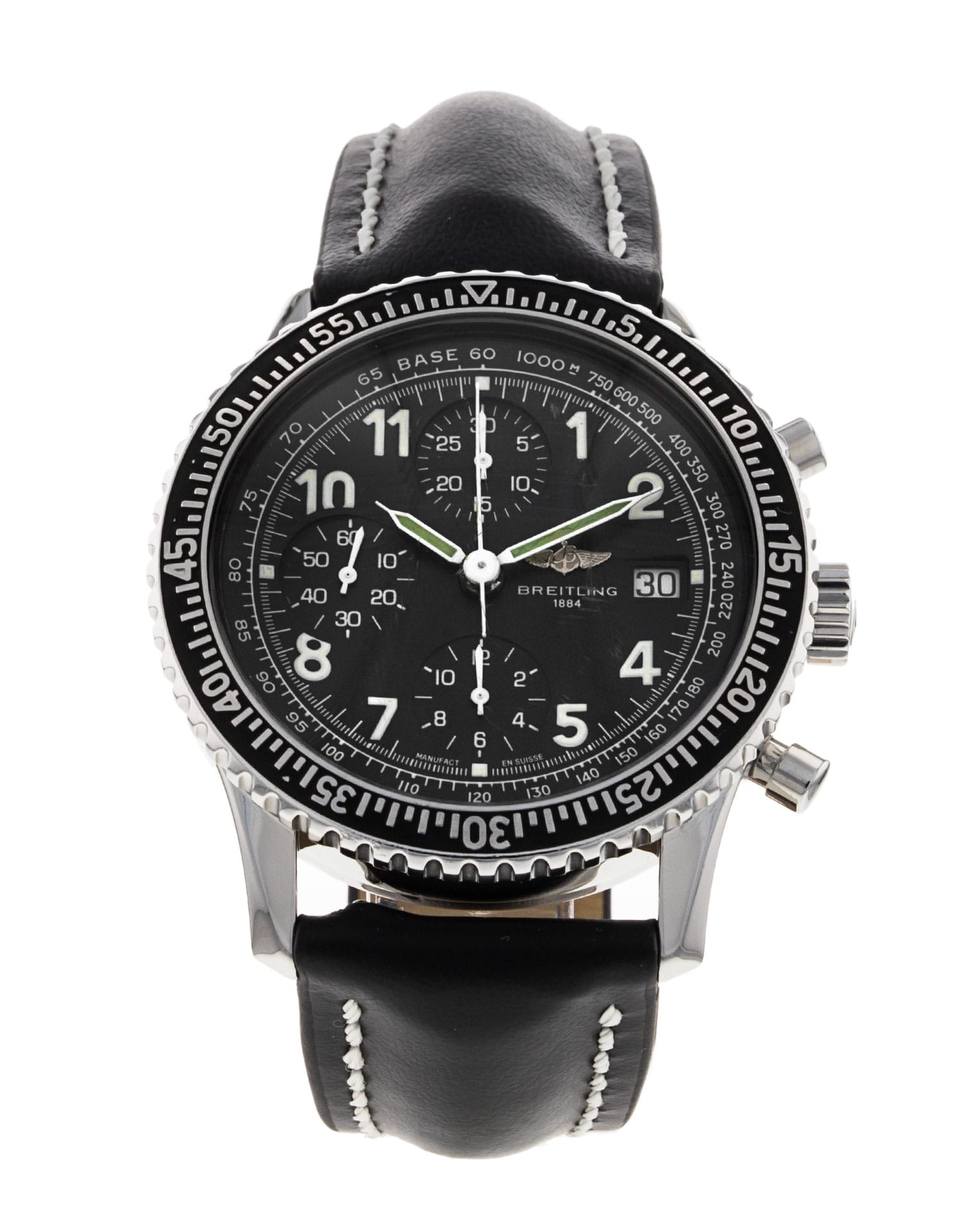 Breitling Aviastar - cadran Noir arabe et un bracelet e Cuir