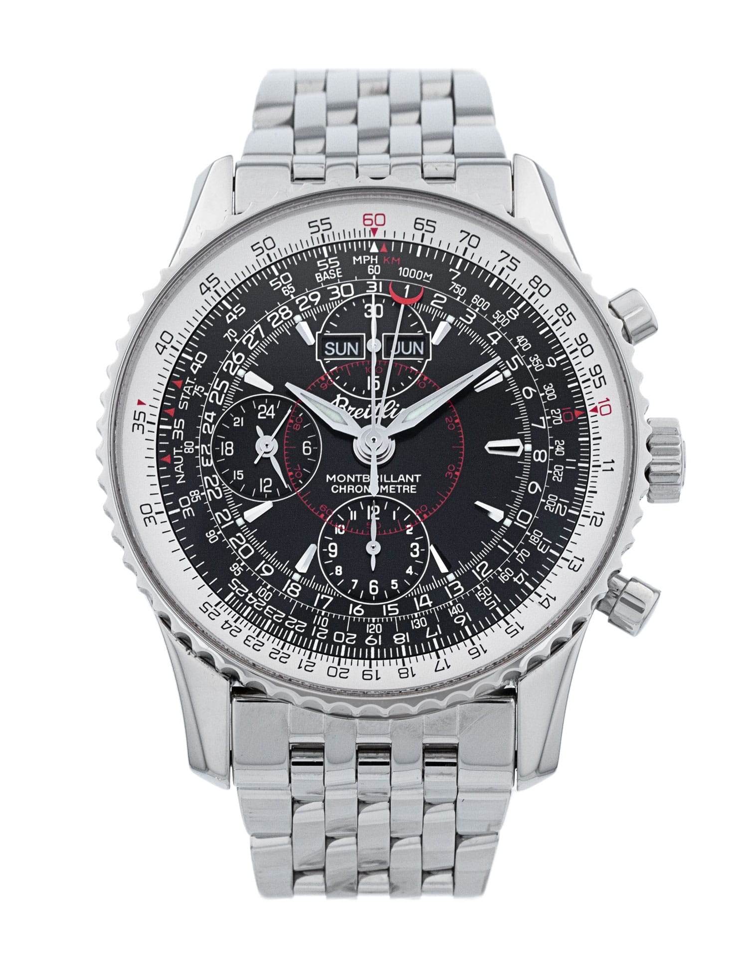 Breitling Datora - cadran Baton noire et un bracelet e Métal