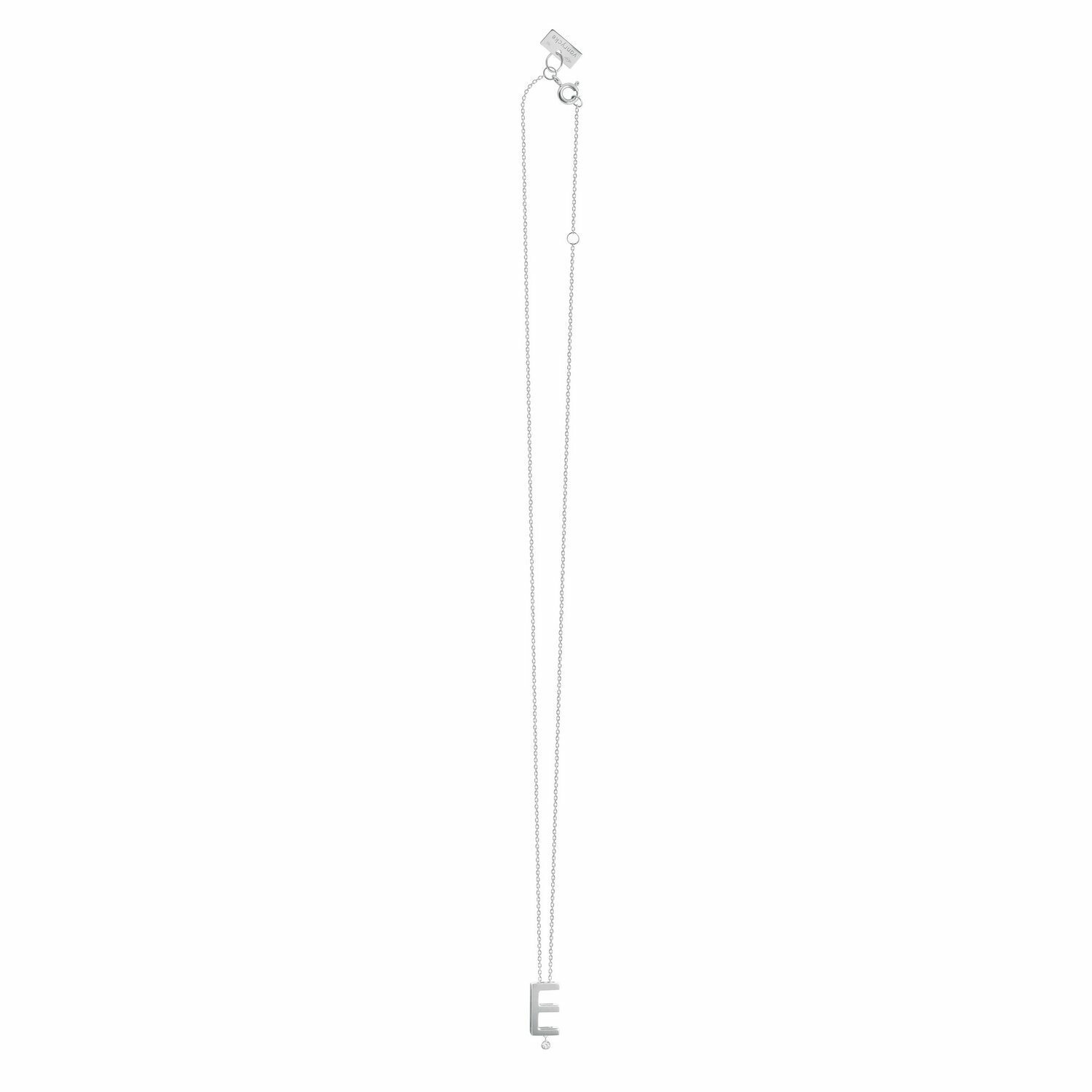 Collier Vanrycke Abécédaire lettre E en or blanc et 1 diamant