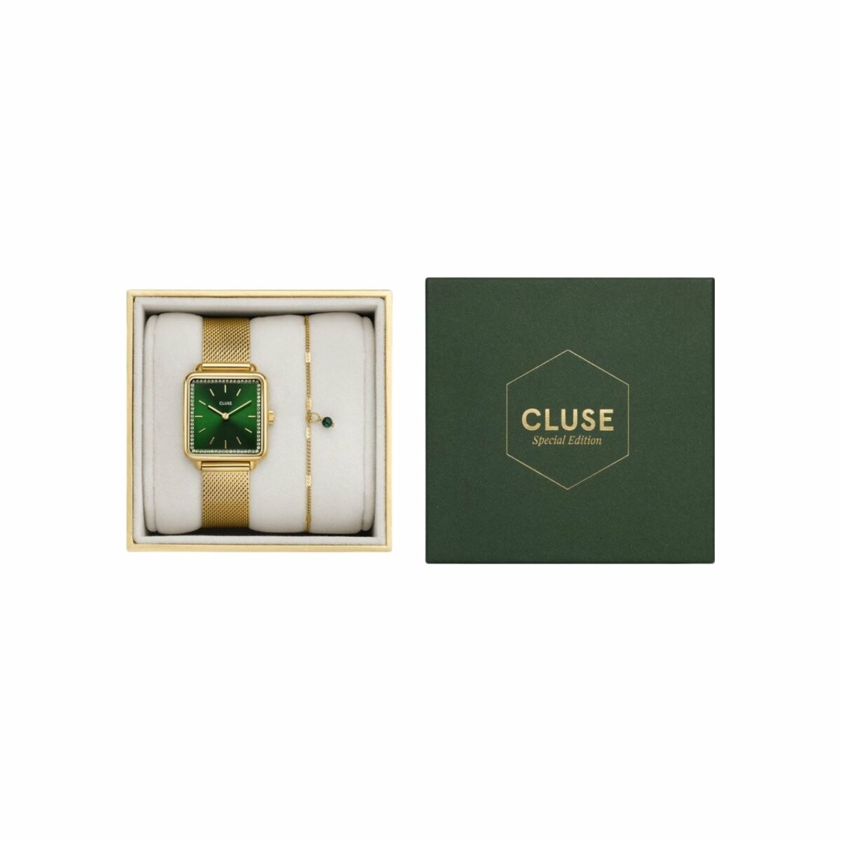 Achat Coffret Cluse La Tétragone CG10317 avec un bracelet en métal doré jaune