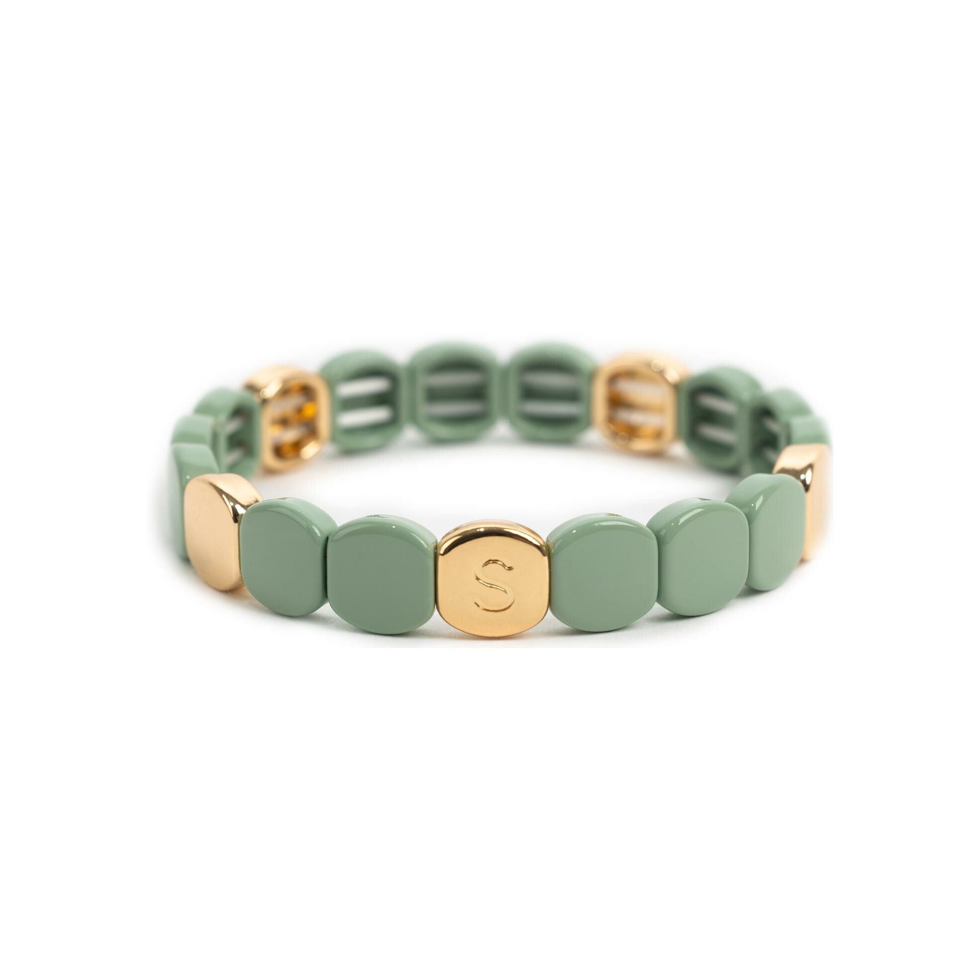 Bracelet Simone à Bordeaux Colorful en métal emaillé sauge L