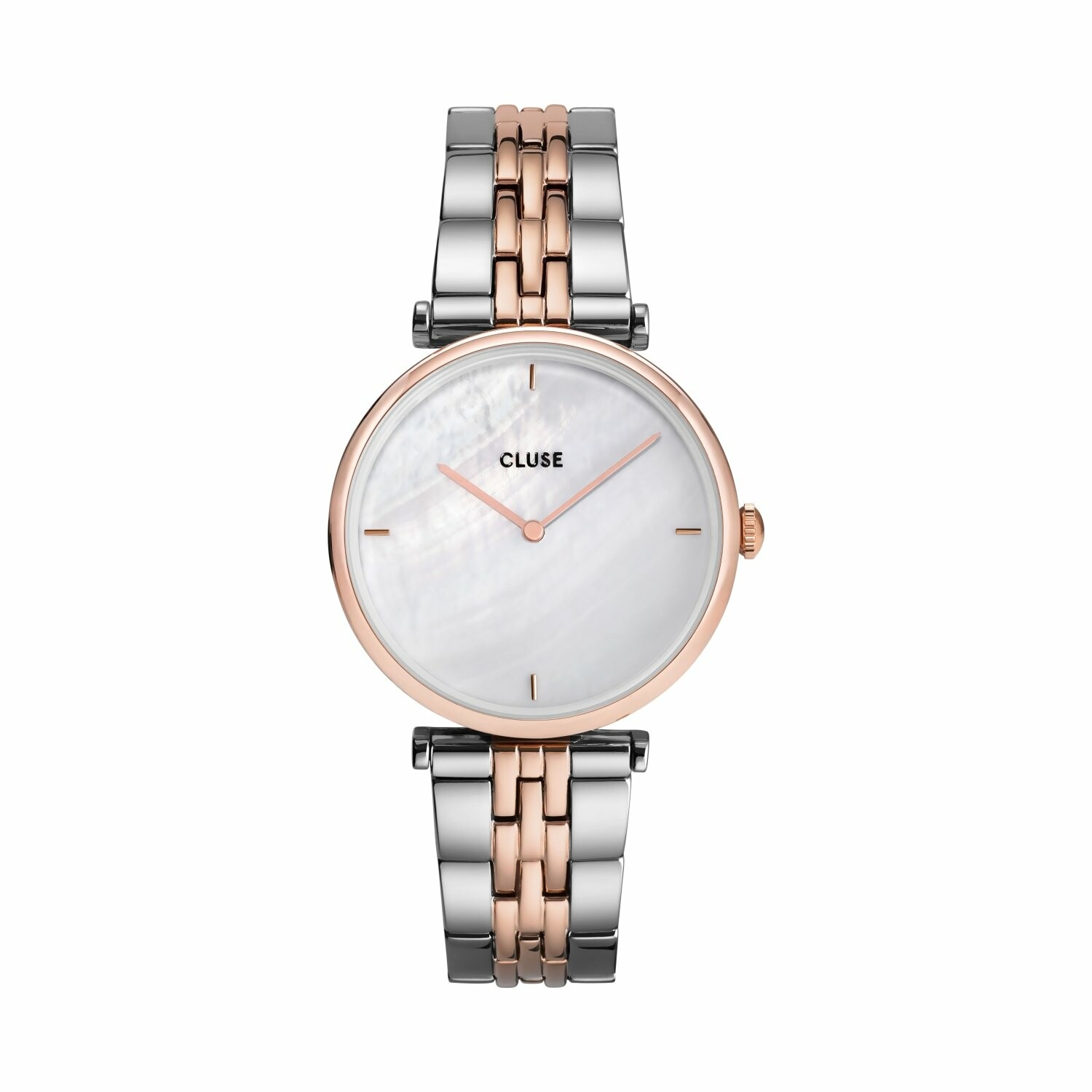 Montre Cluse Triomphe 5-Link, Rose Gold, White Pearl/Silver/Rose Gold