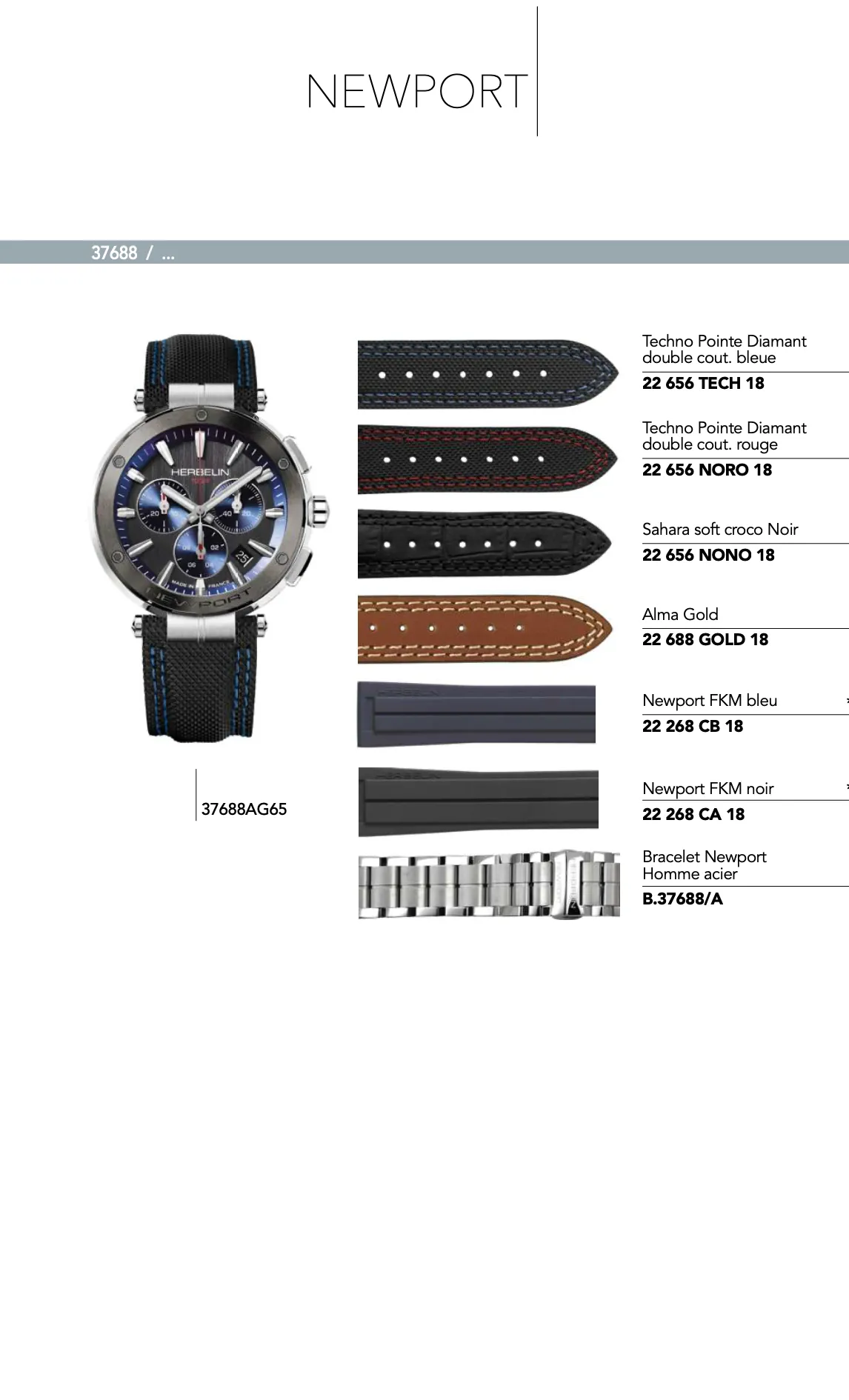 Recharge Bracelet cuir pour montre *Newport * 37688 / ....