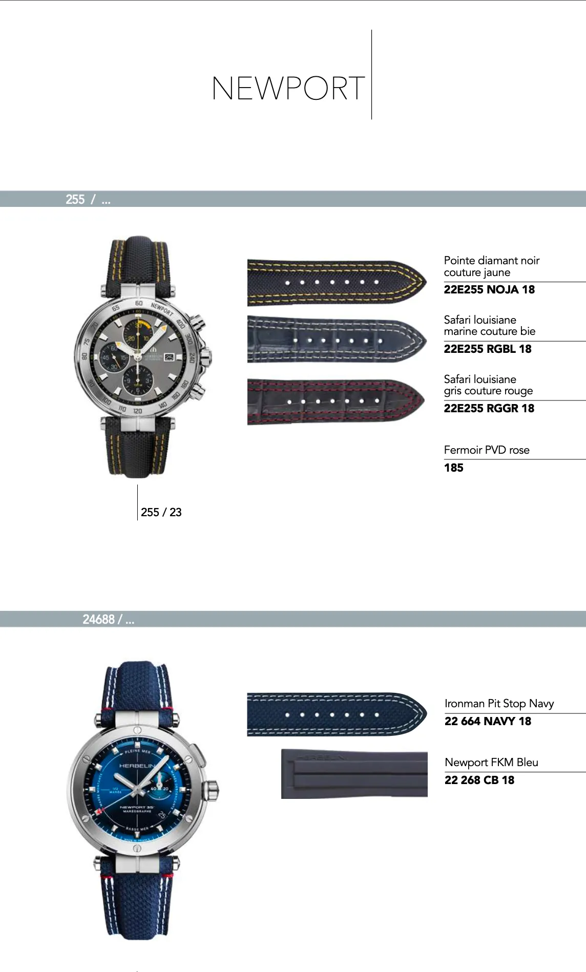 Recharge Bracelet cuir,nylon pour montre *Newport* série 255 /...