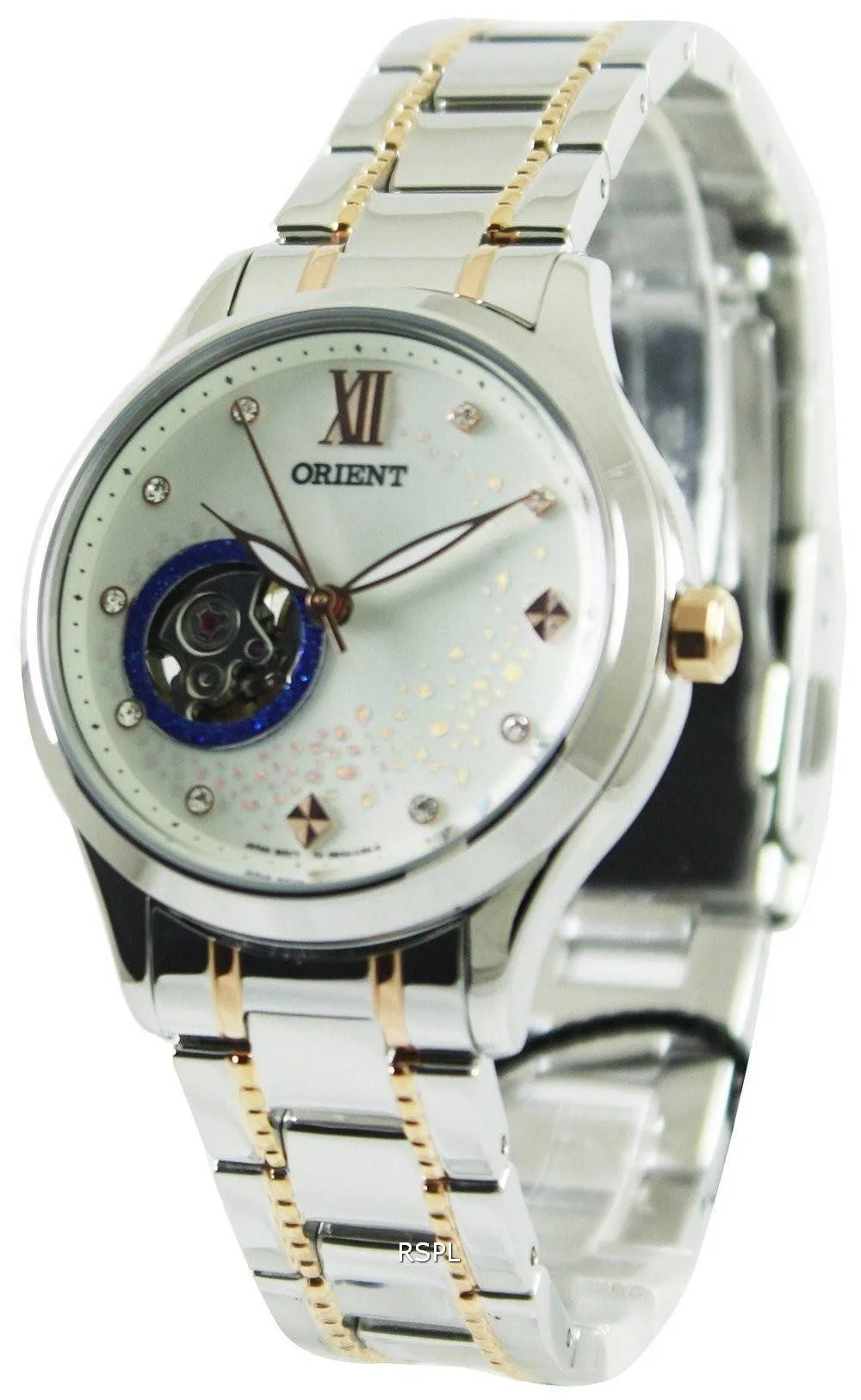 Montre Orient Heureux flux Collection Blue Moon Open Heart DB0A006W femmes