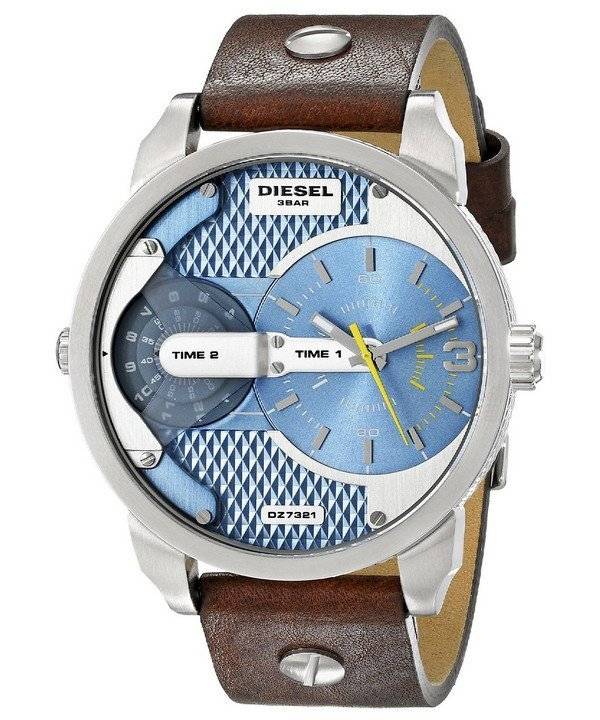 Diesel Mini Daddy deuxième fuseau horaire cadran brun DZ7321 montre homme