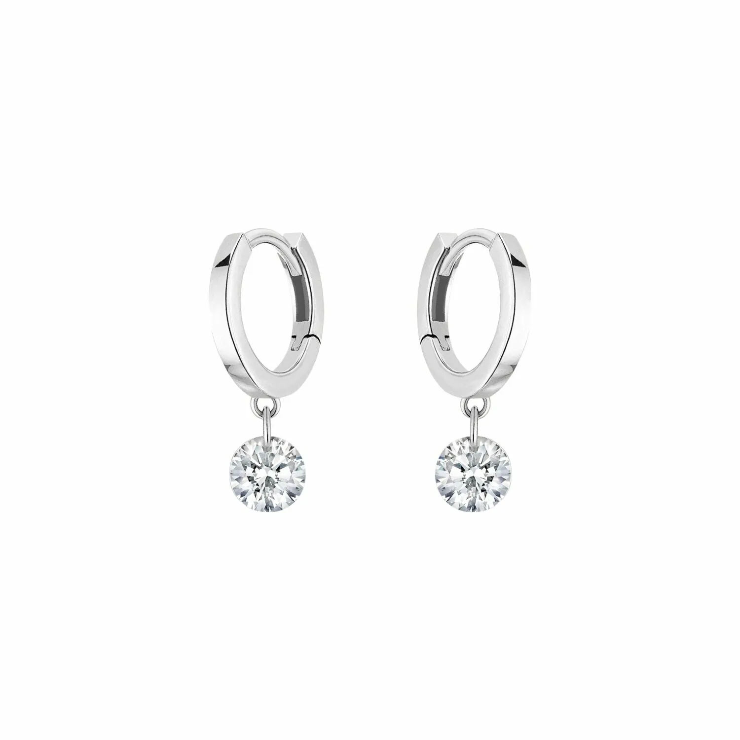 360° Boucles d'oreilles créoles La Brune & La Blonde 360° en or blanc et diamants de 0.14ct