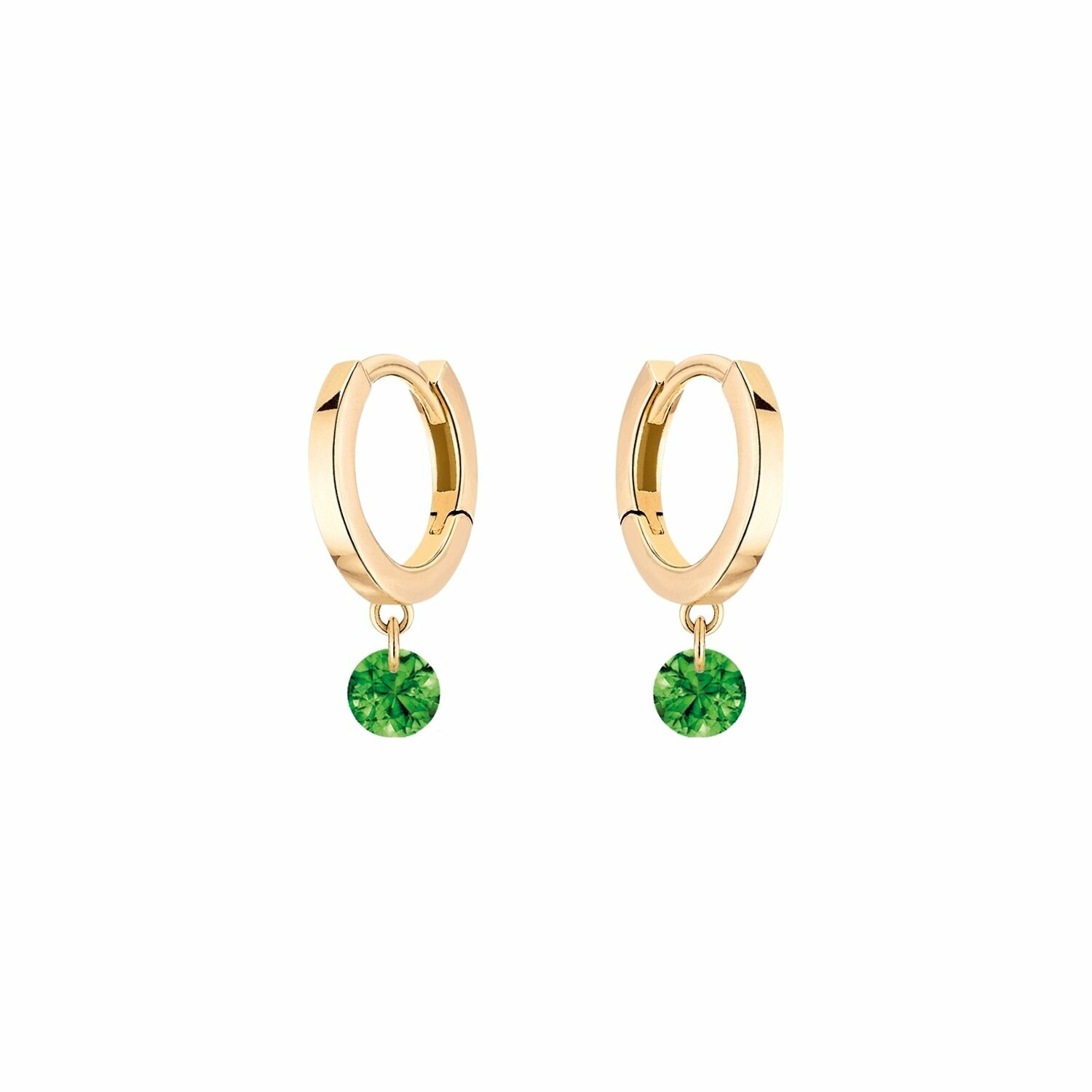 CONFETTI Boucles d'oreilles créoles La Brune & La Blonde CONFETTI en or jaune et tsavorite de 0.25ct