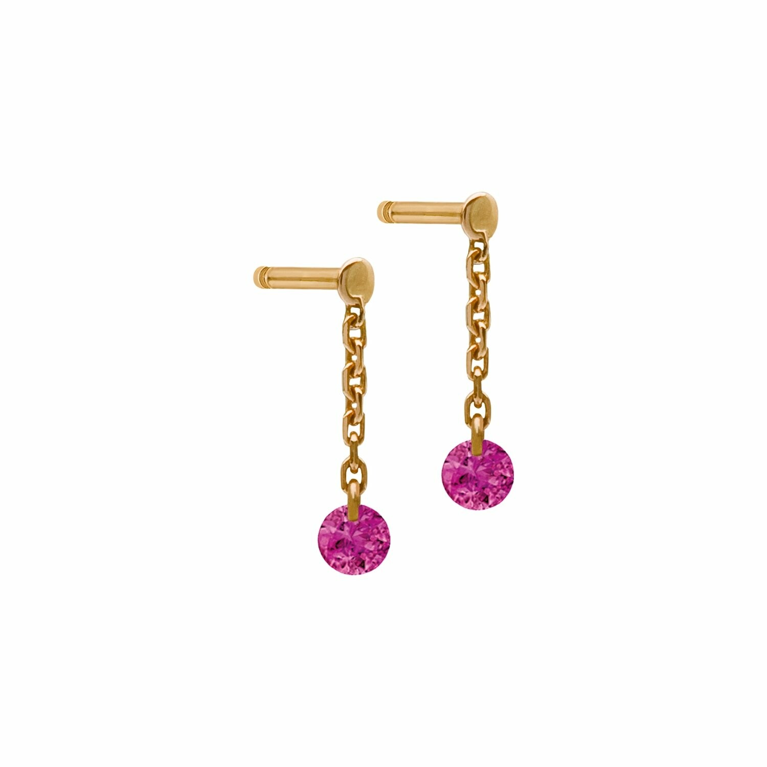 Achat Boucles d'oreilles pendantes La Brune & La Blonde CONFETTI en or rose et rubis de 0.30ct
